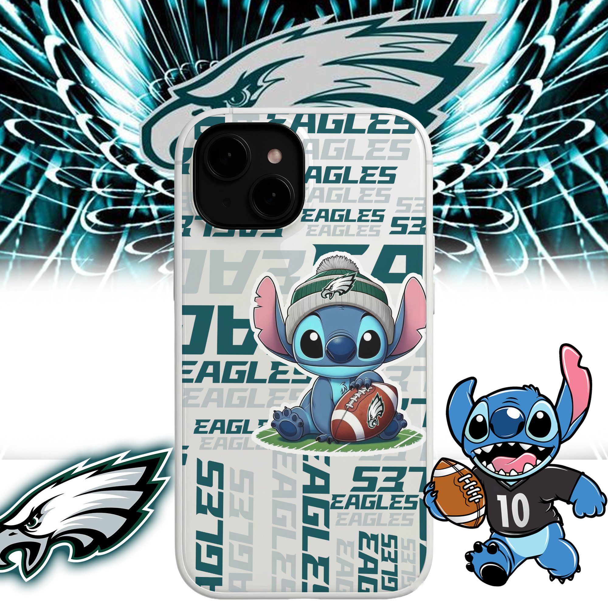 Philadelphia Eagles | Premium NFL Stitch Loves Football Phone Case NP