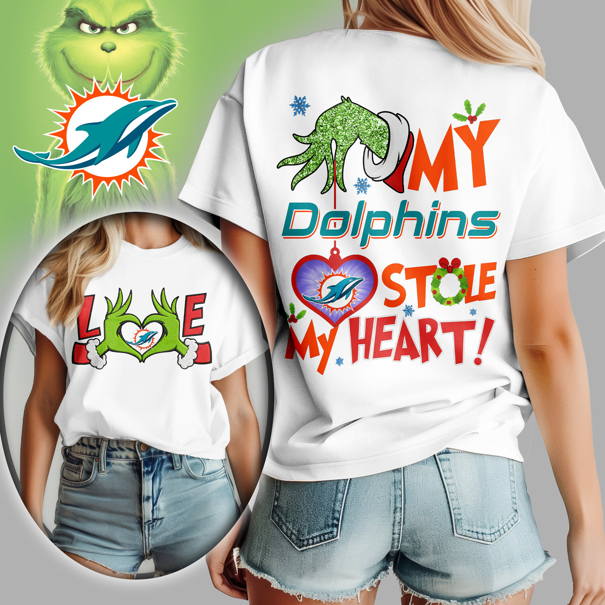 Miami Dolphins | Premium NFL Grinch Women's Shirt TD