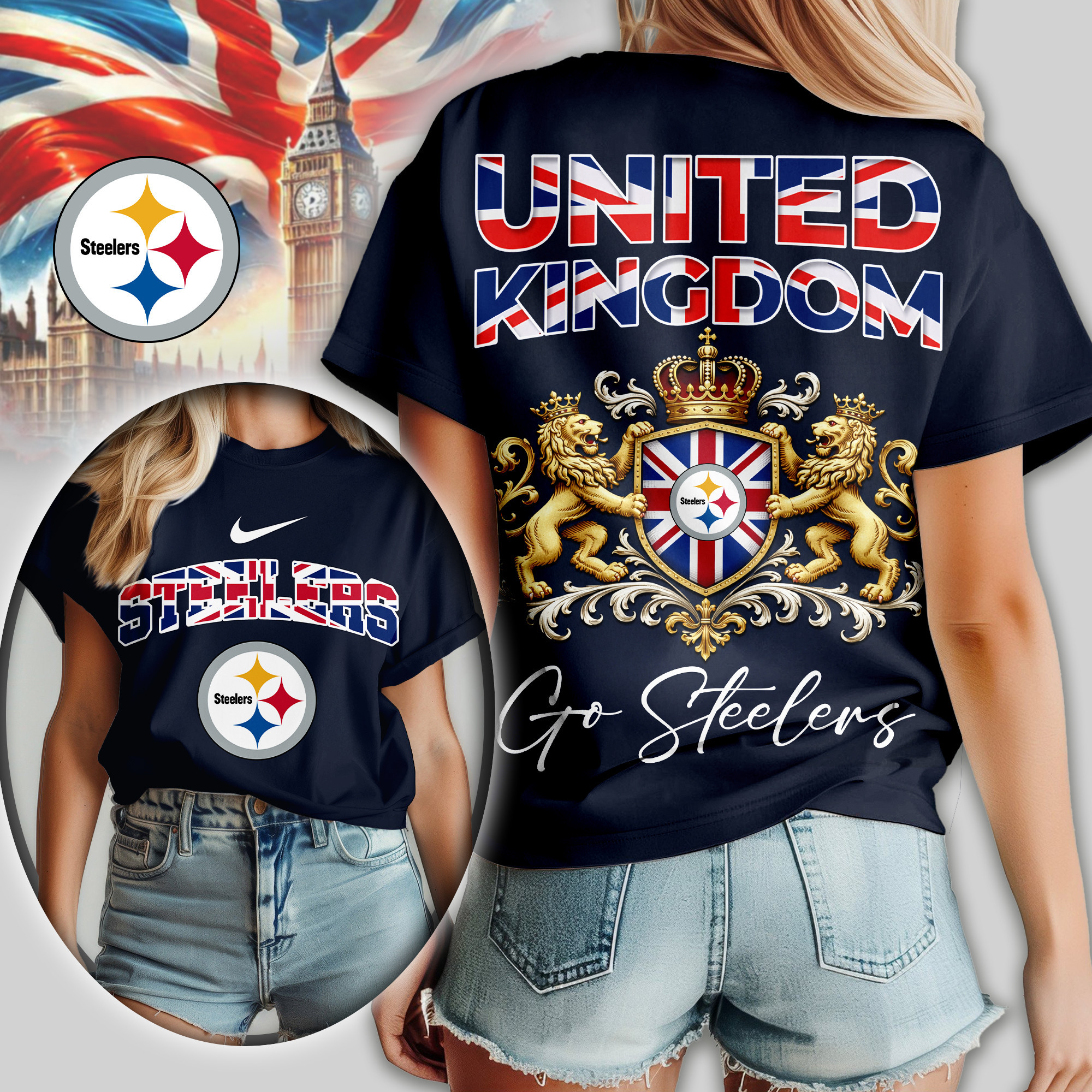 Pittsburgh Steelers | Premium NFL United Kingdom Women Shirt TD