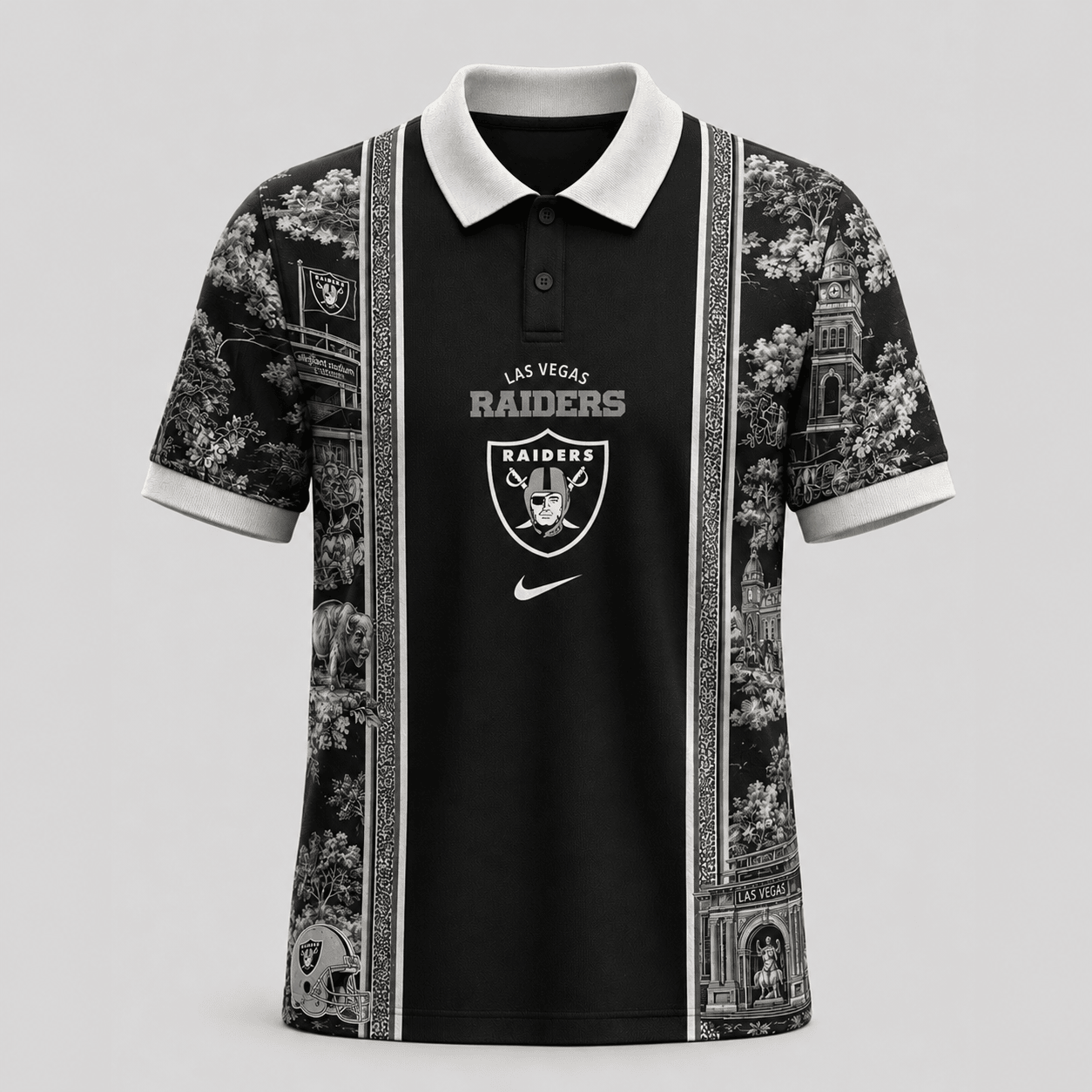 Las Vegas Raiders | Premium NFL Heritage Cityscape Polo Shirt for Loyal Fans TD
