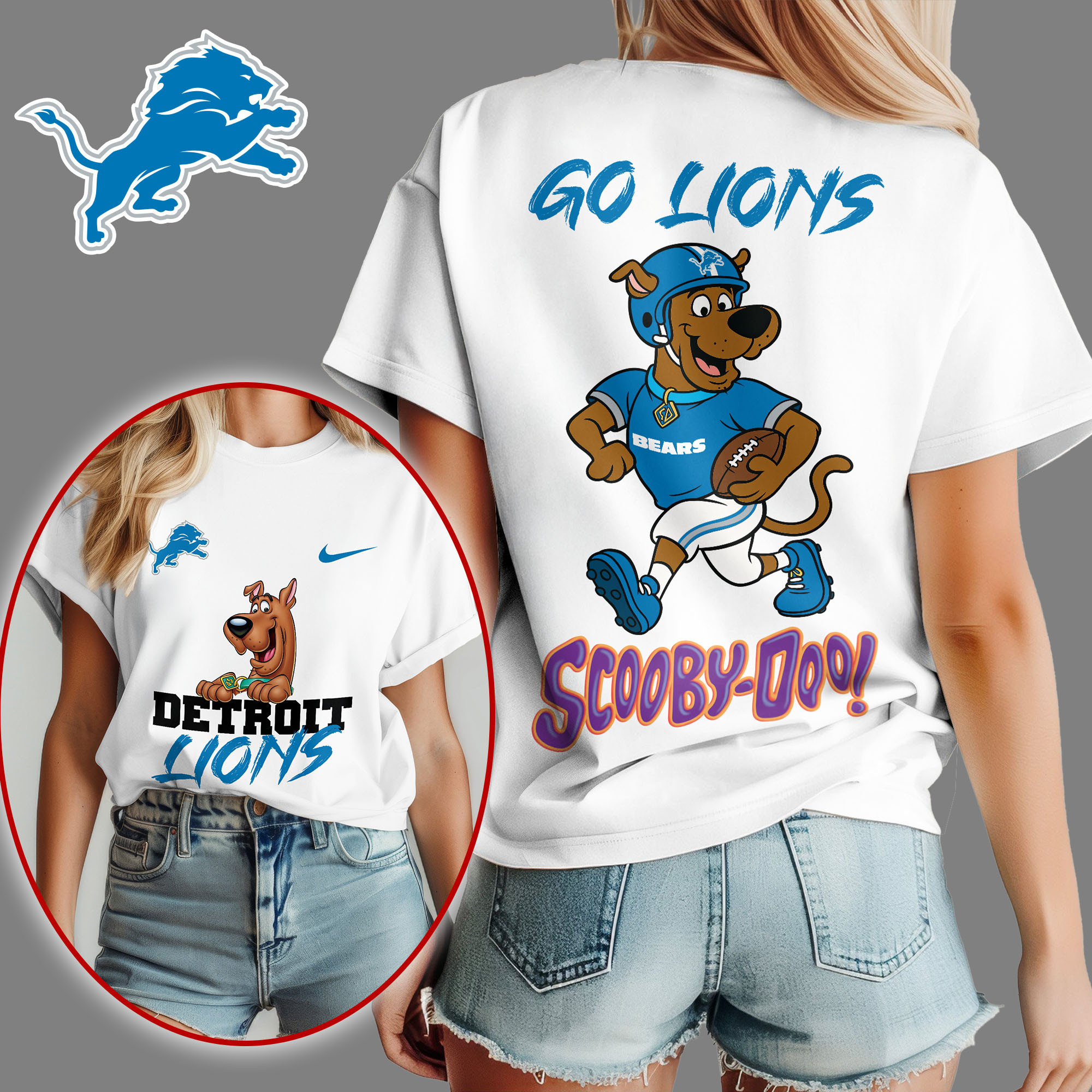 Detroit Lions | Premium NFL Scooby-Doo Fan Women's Shirt NY