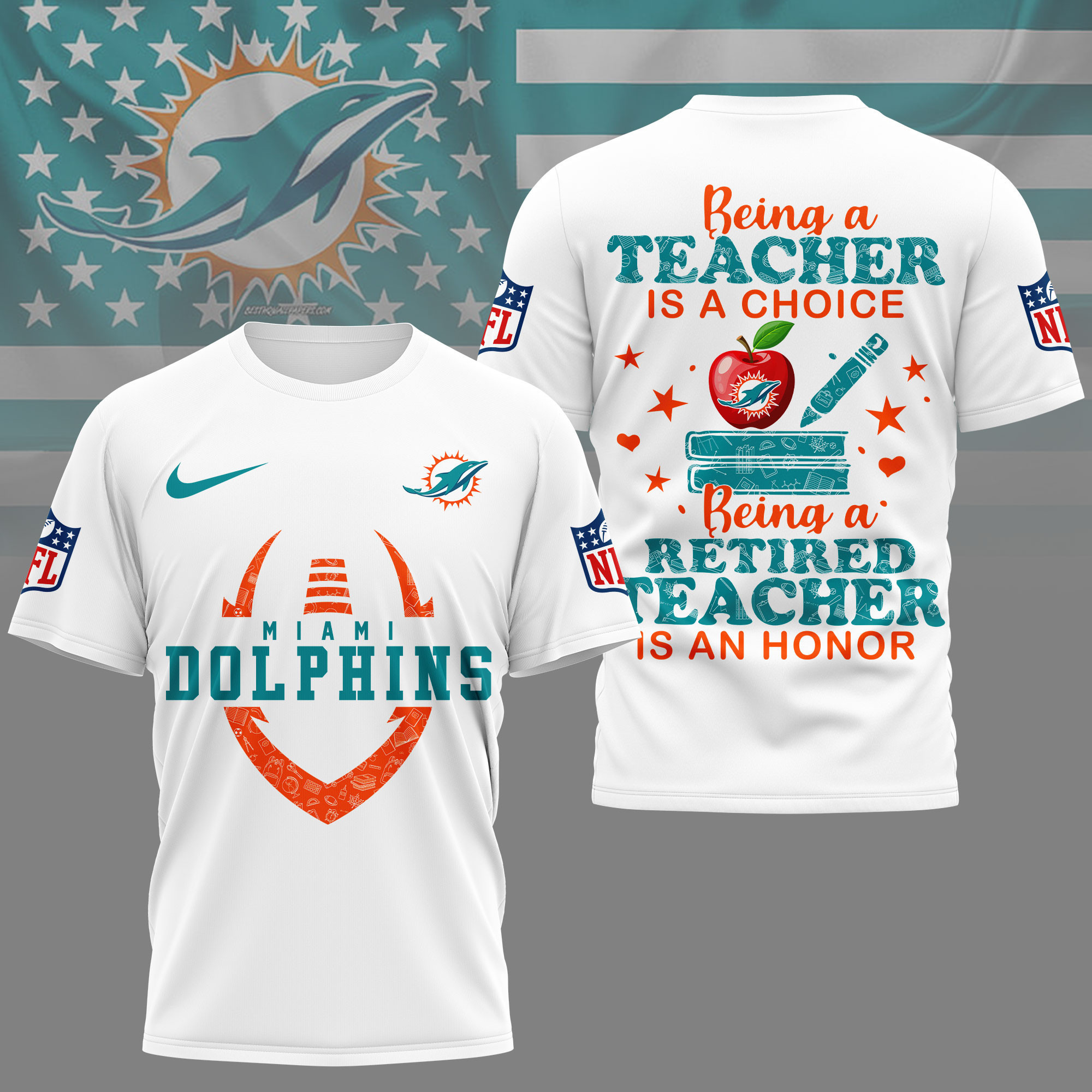 Miami Dolphins | Premium NFL Teacher Honor 3D Shirt NY