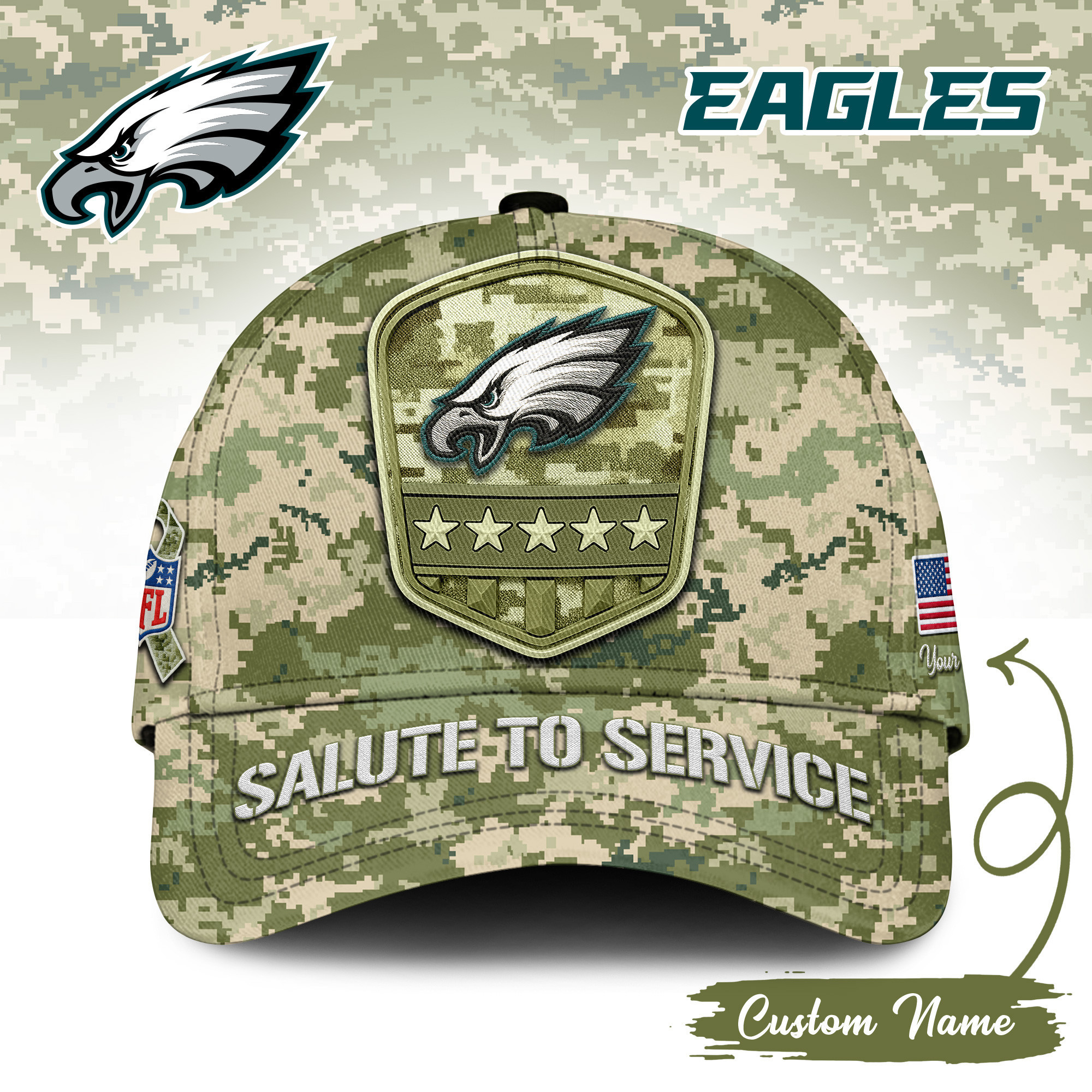 Philadelphia Eagles | Premium NFL Salute To Service Classic Cap TD