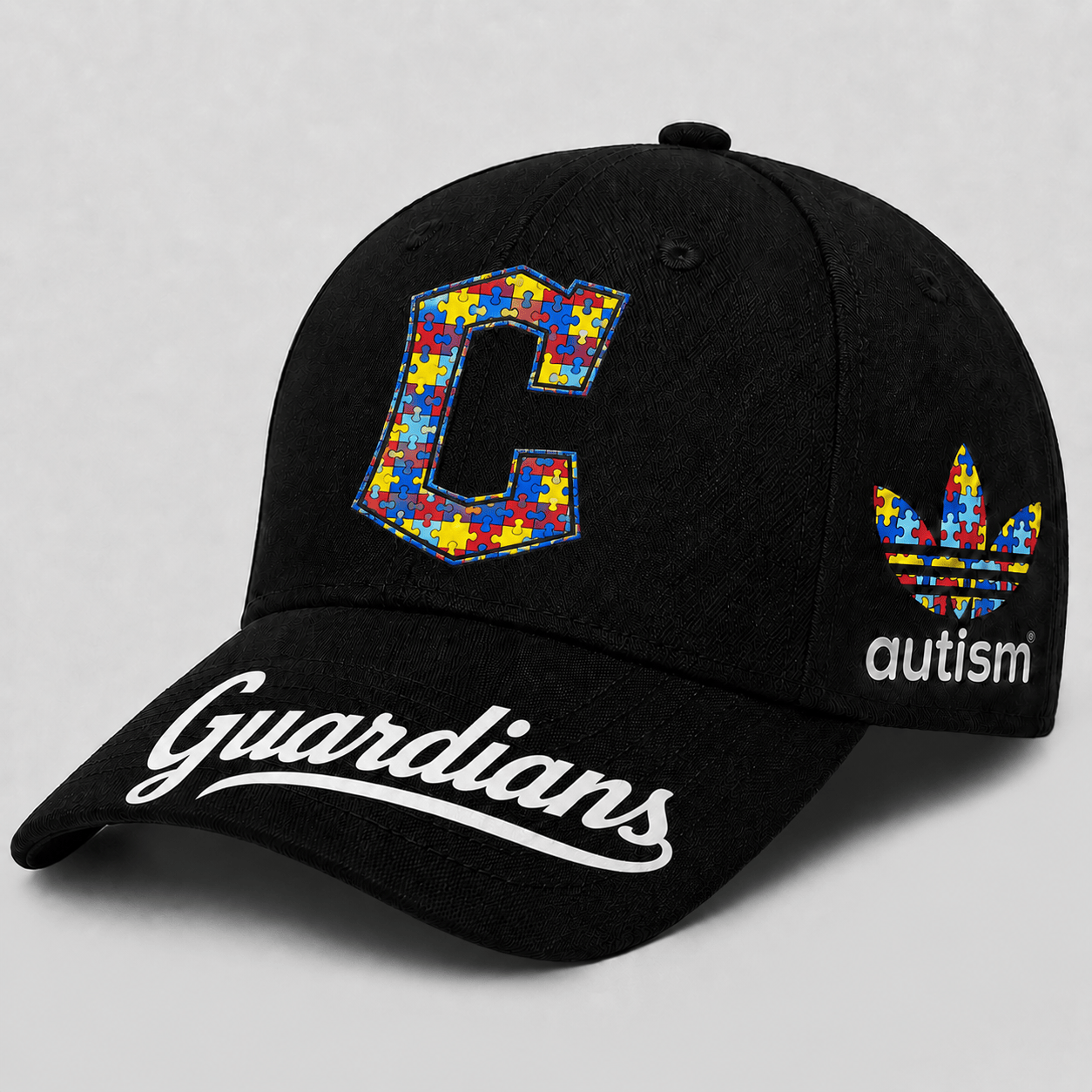 Cleveland Guardians | Premium MLB Puzzle Heart Autism Baseball Cap