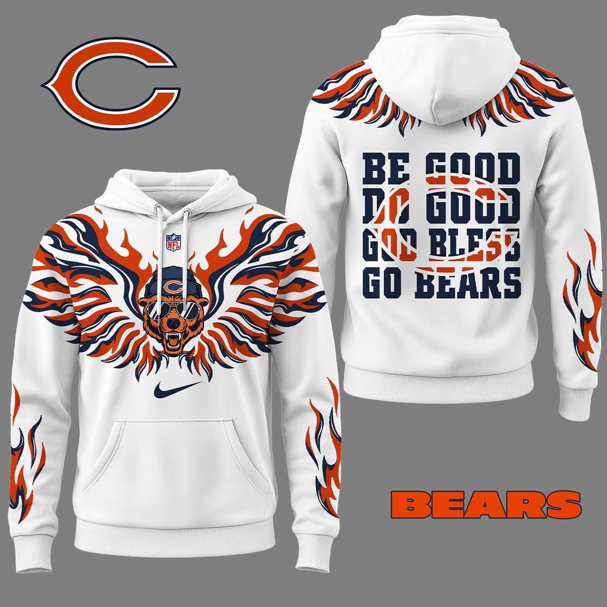 Chicago Bears | Premium NFL Fire Wings 3D Hoodie NY