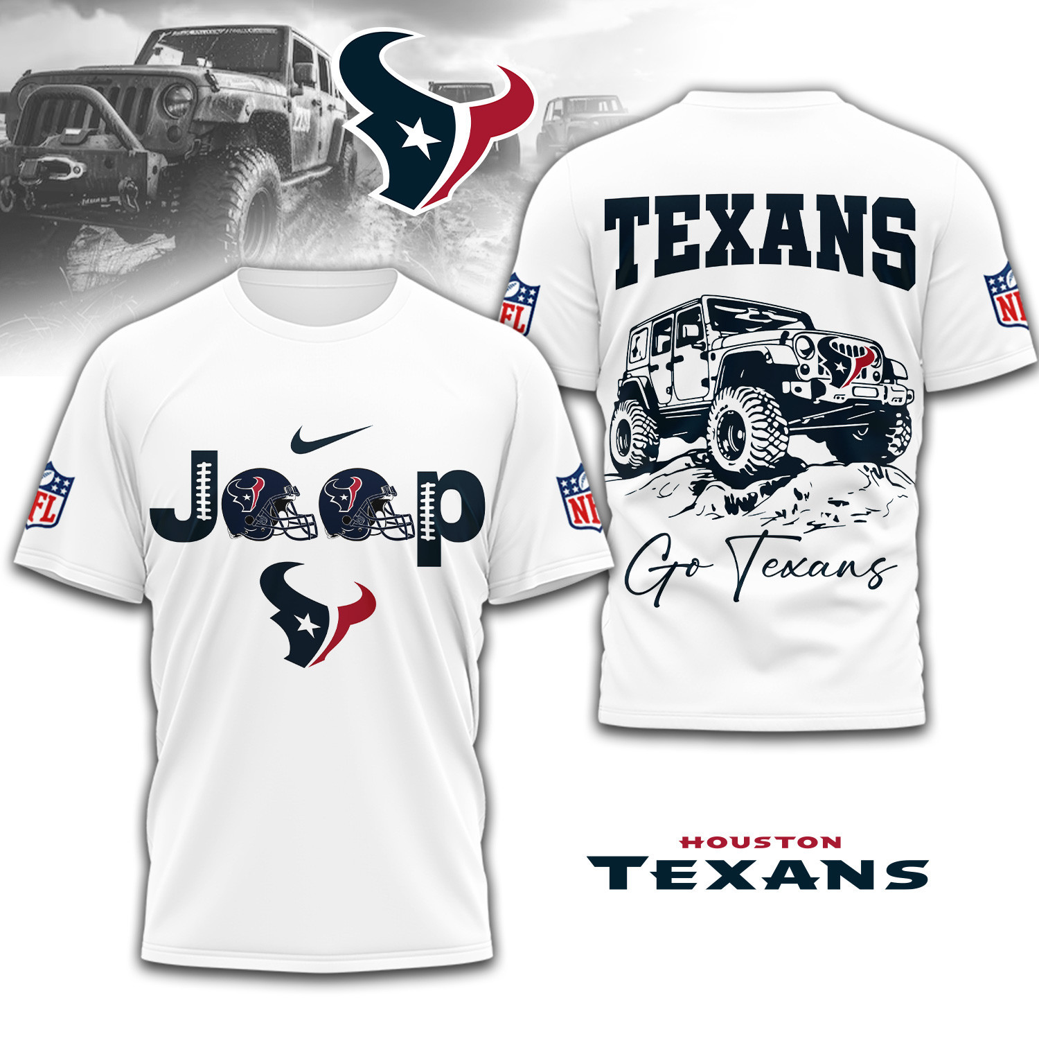 Houston Texans | Premium NFL Jeep 3D Shirt TD