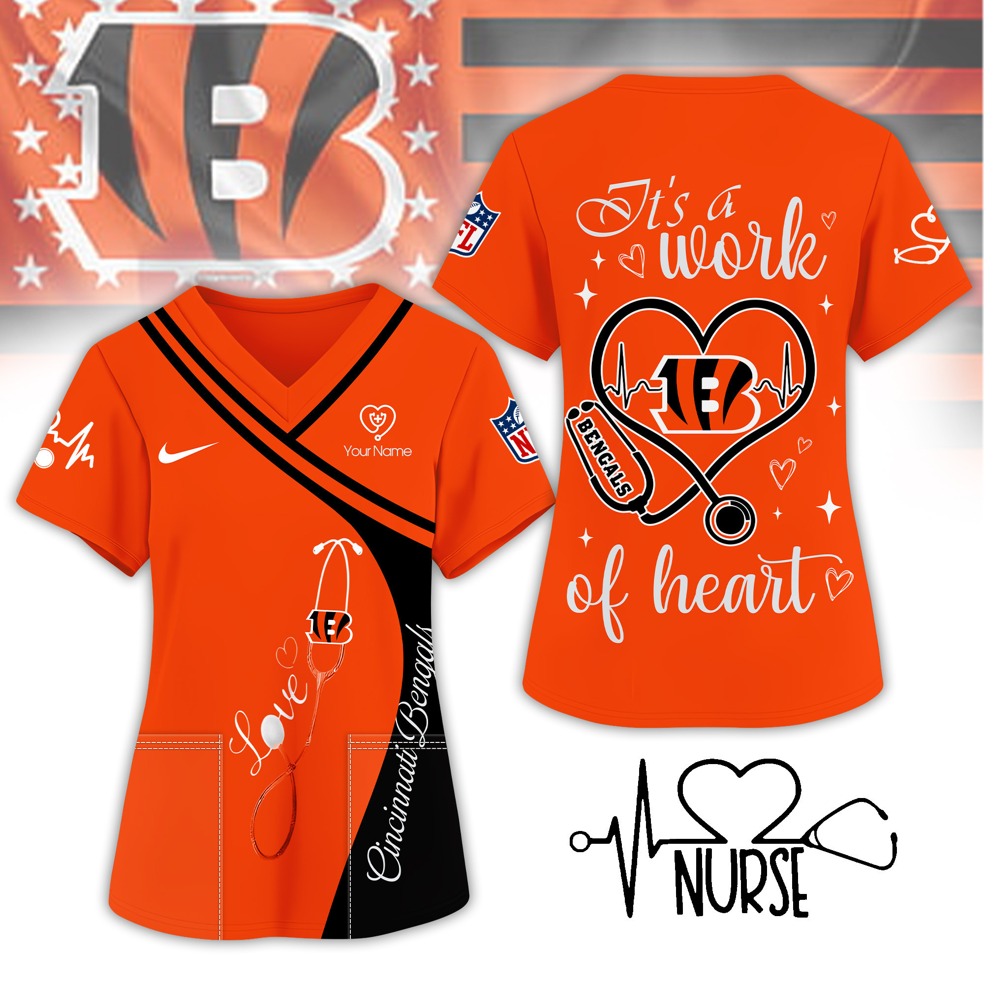 Cincinnati Bengals | Premium NFL Nurse Pride 3D Shirt NY