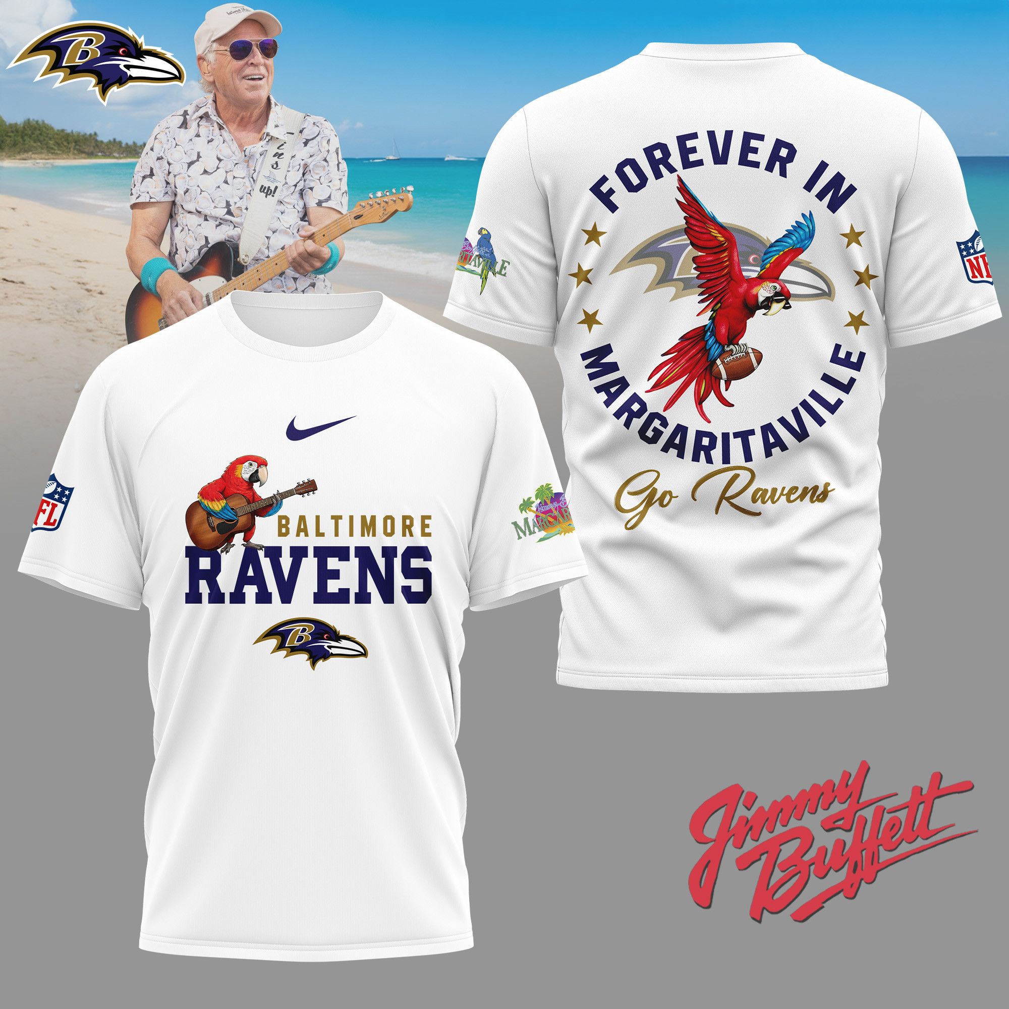Baltimore Ravens | Premium NFL Forever in Margaritaville 3D Shirt NY