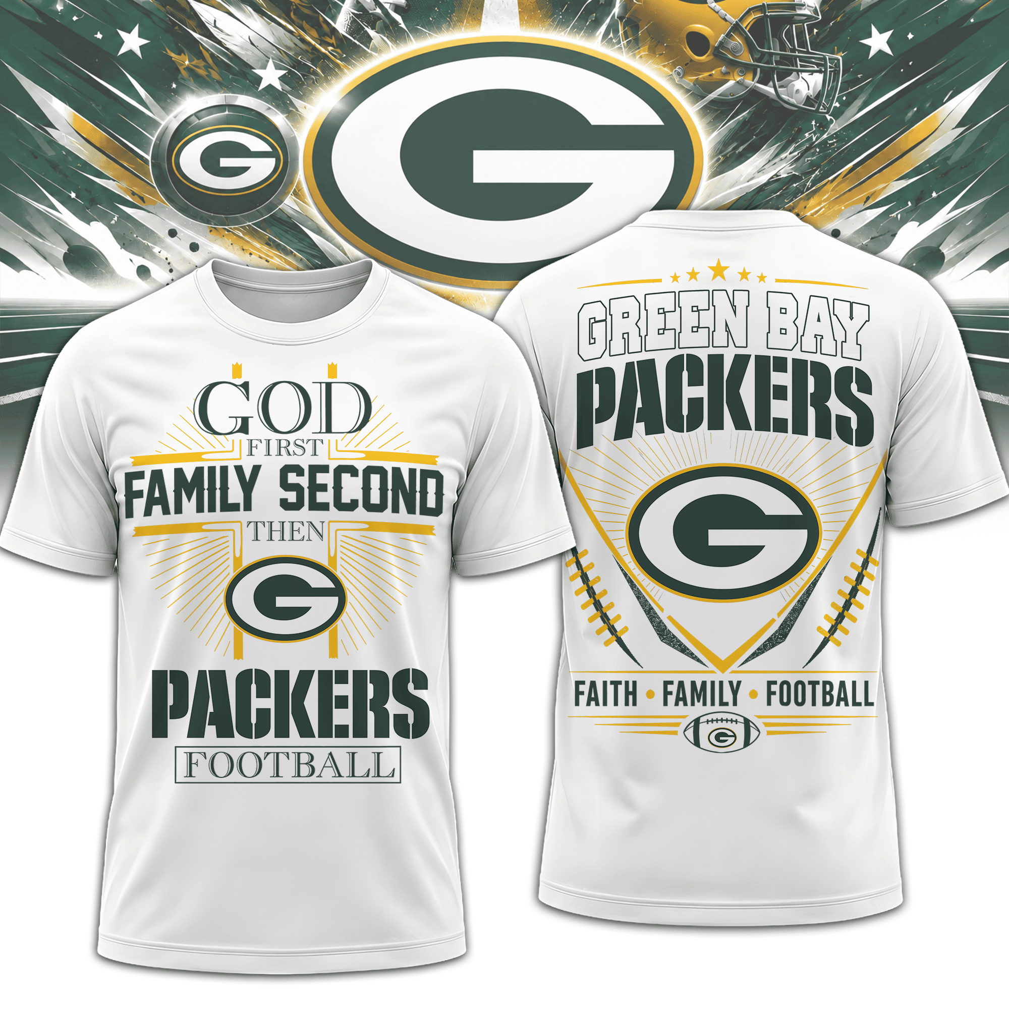 Green Bay Packers | Premium NFL Faith, Family, Football 3D Shirt NTH1