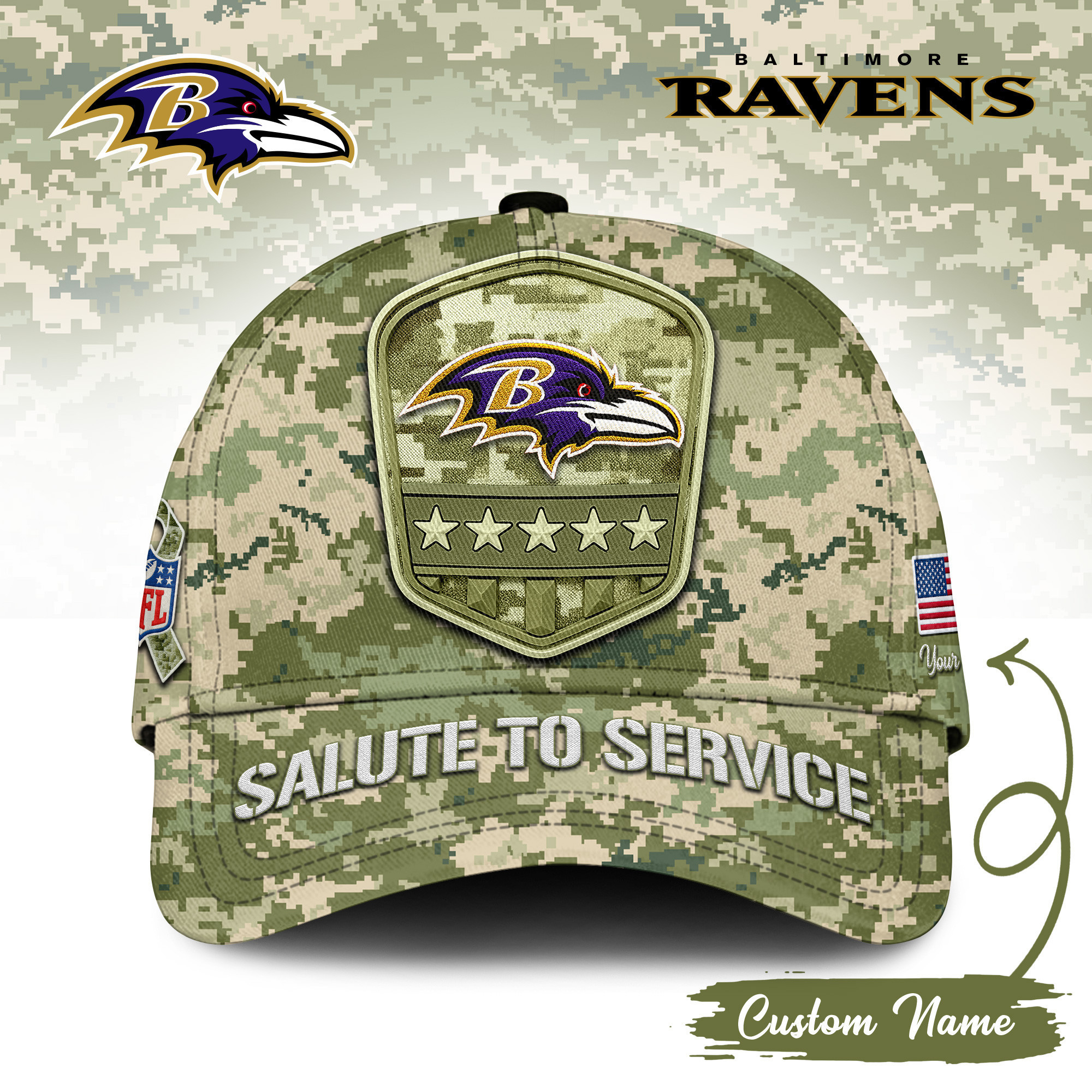 Baltimore Ravens | Premium NFL Salute To Service Classic Cap TD