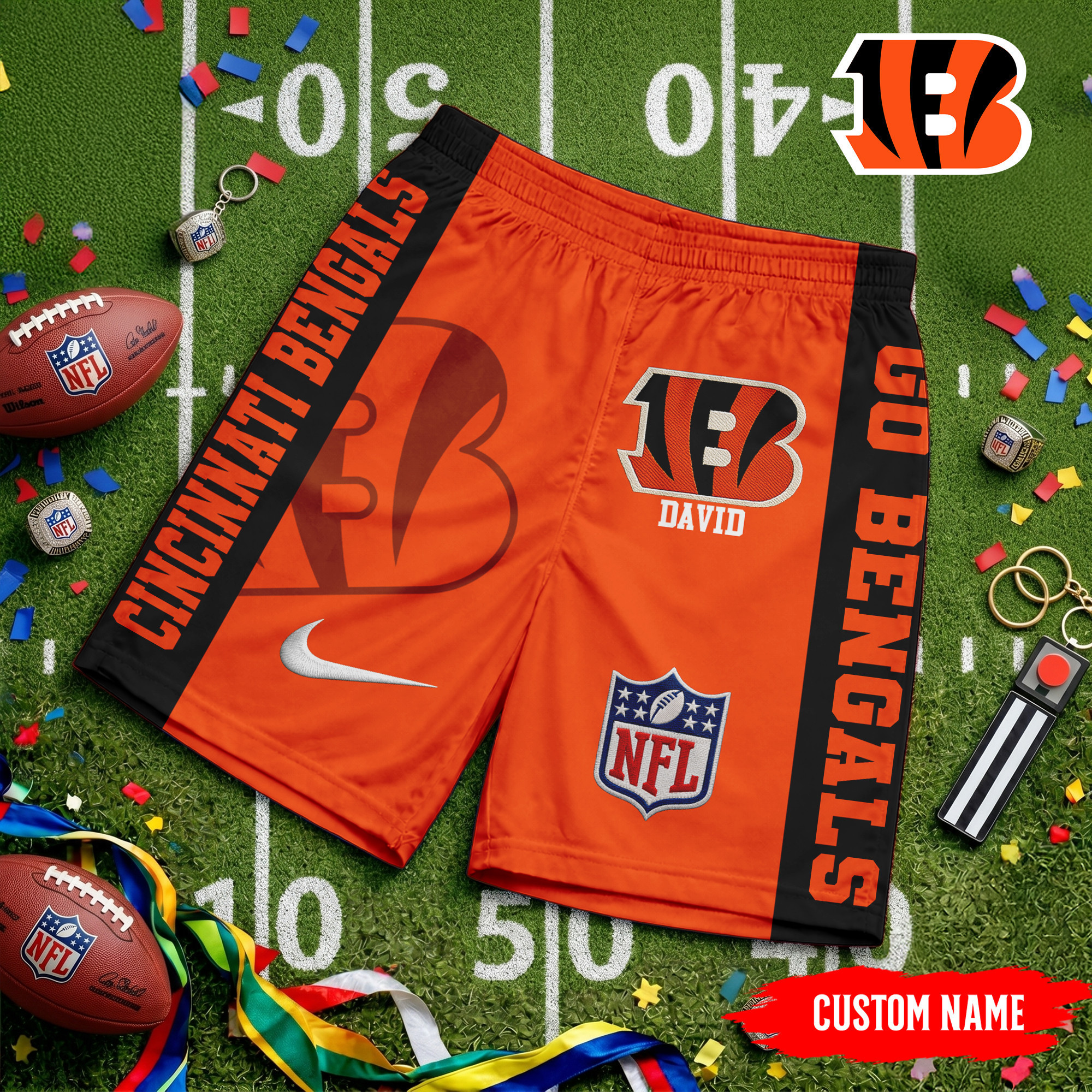 Cincinnati Bengals | Premium NFL Game Day Personalized Shorts TD