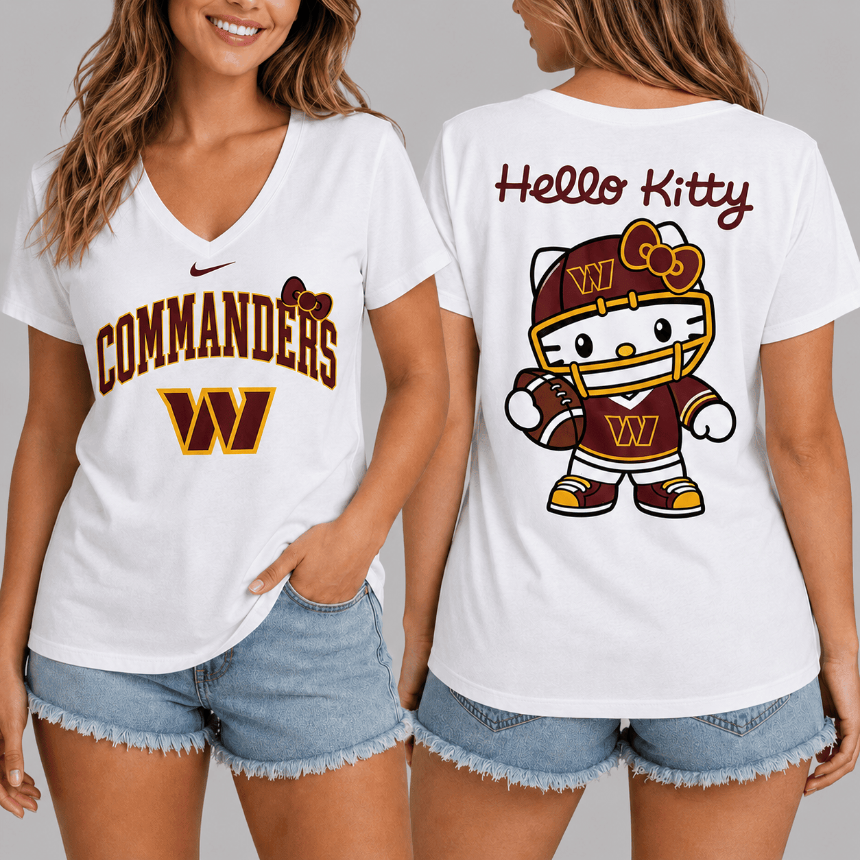 Washington Commanders | Premium NFL Hello Kitty Football T-shirt TD