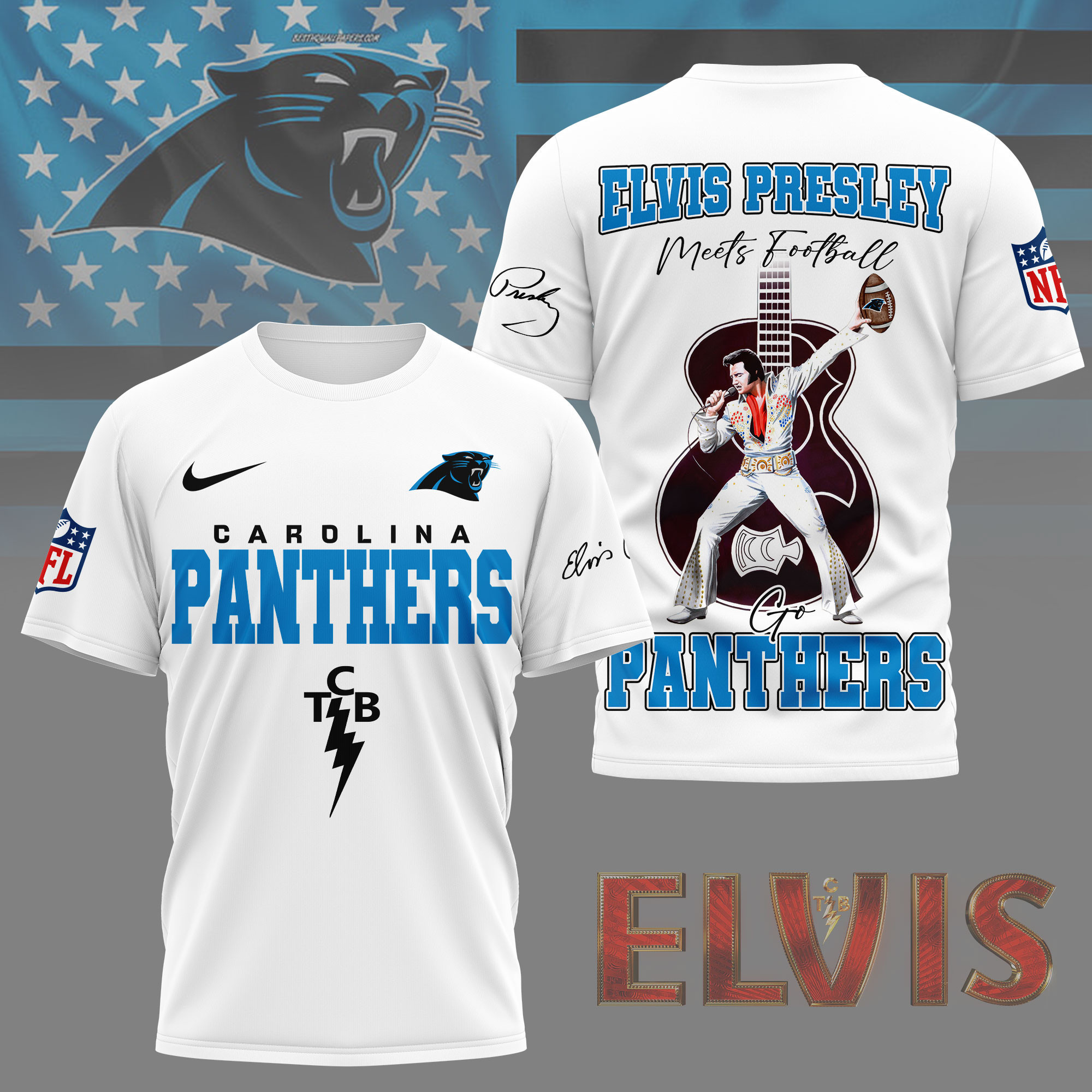 Carolina Panthers | Premium NFL Elvis Presley Fan 3D Shirt NY