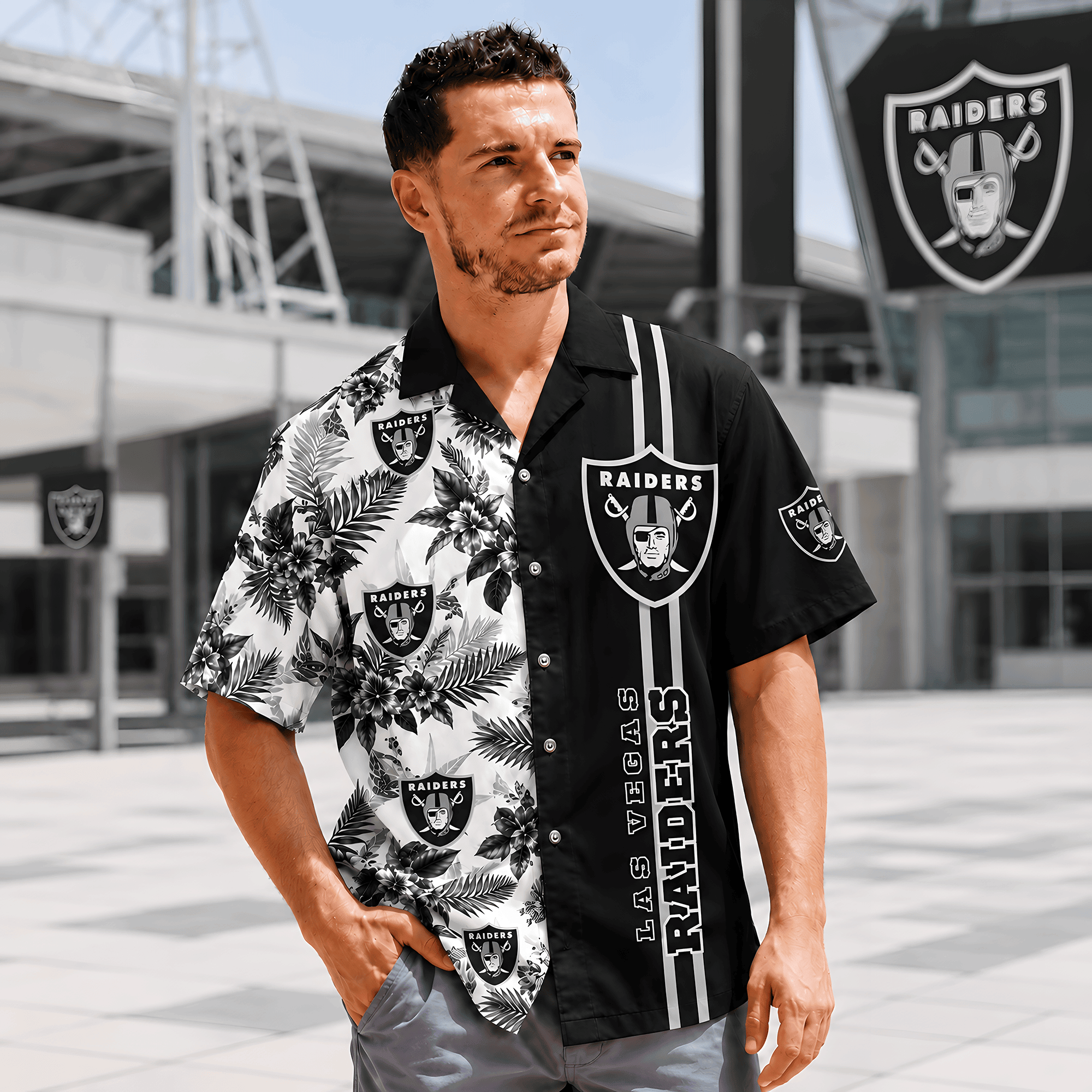 Las Vegas Raiders | Premium NFL Gridiron Paradise Hawaiian Shirt NTH1
