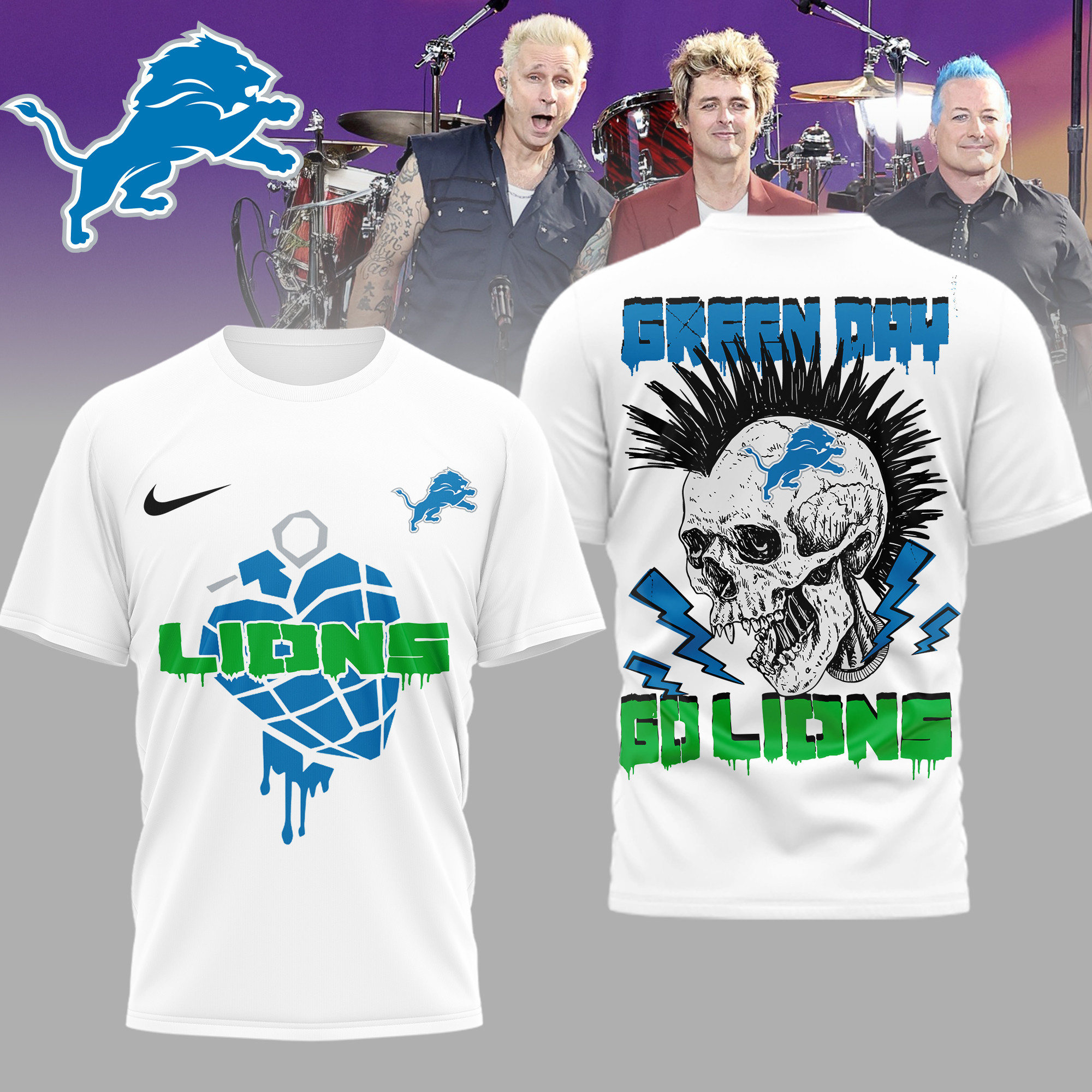 Detroit Lions | Premium NFL Green Day Football 3D Shirt