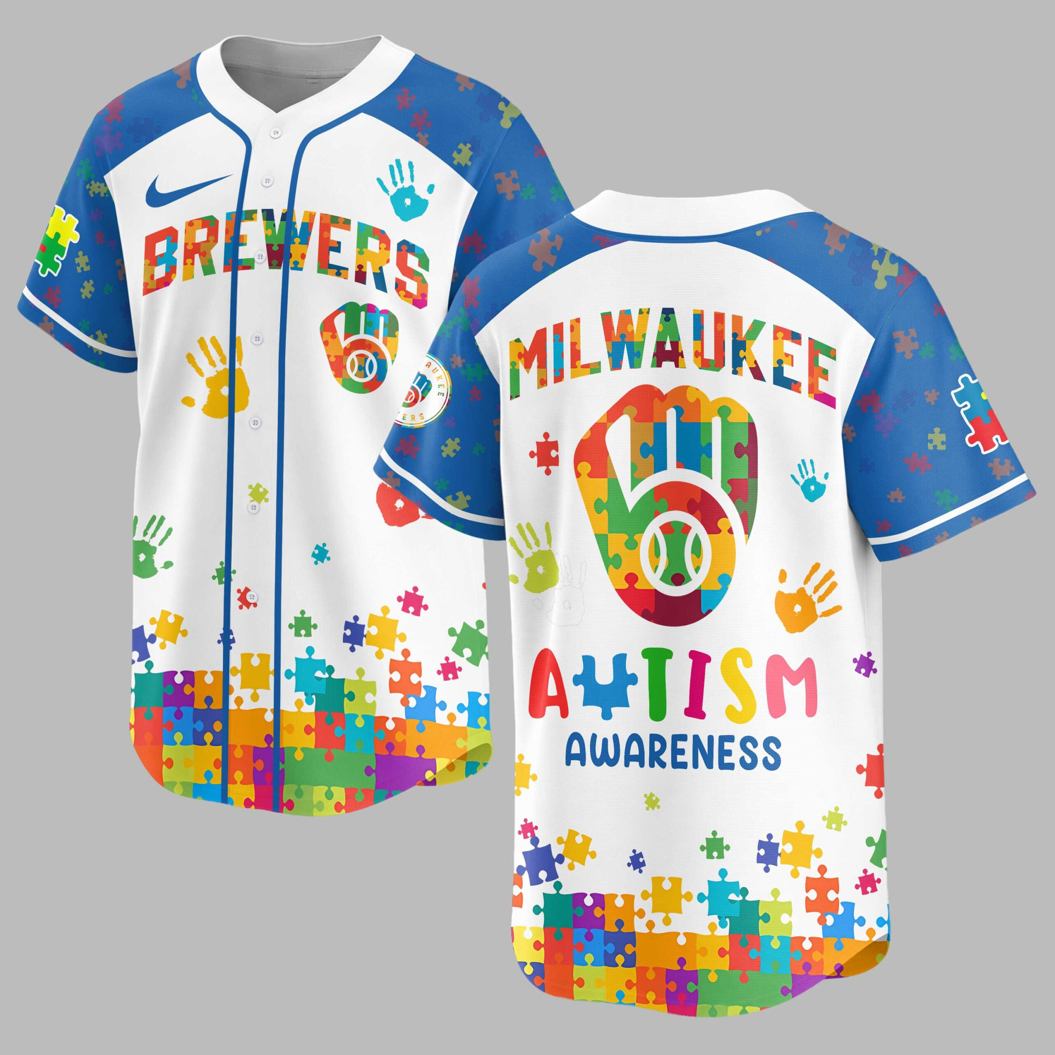 Milwaukee Brewers | MLB x Autism Awareness Puzzle Premium Jersey