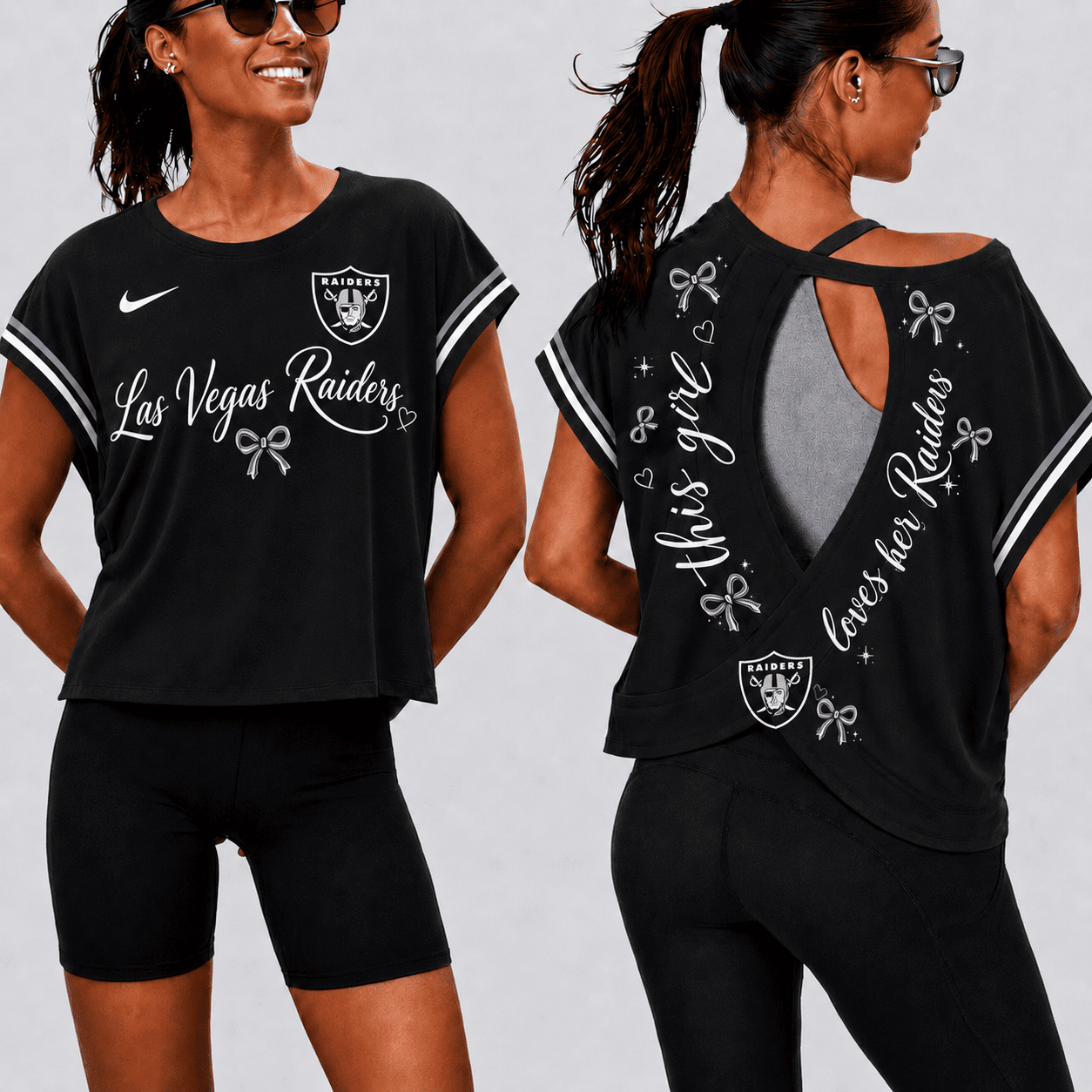Las Vegas Raiders | Premium NFL Open Back Workout Shirts Short Sleeve NY