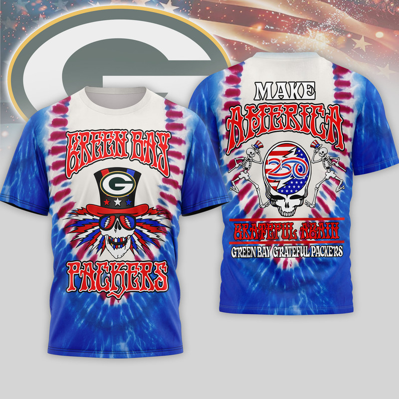 Green Bay Packers | Premium NFL Grateful Dead 250 Years Of America 3D Shirt HY