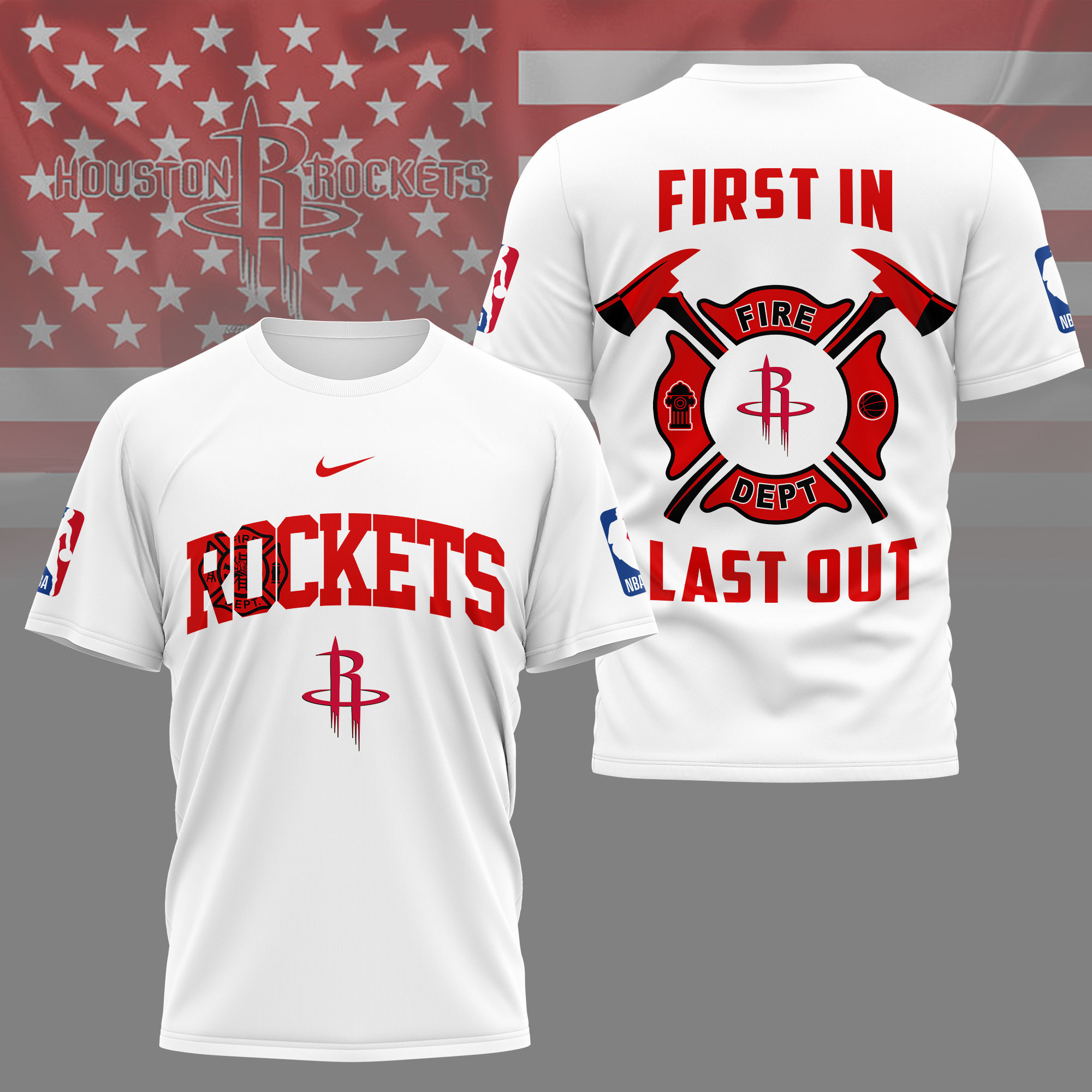 Houston Rockets | Premium NBA Fire Dept 3D Shirt TD