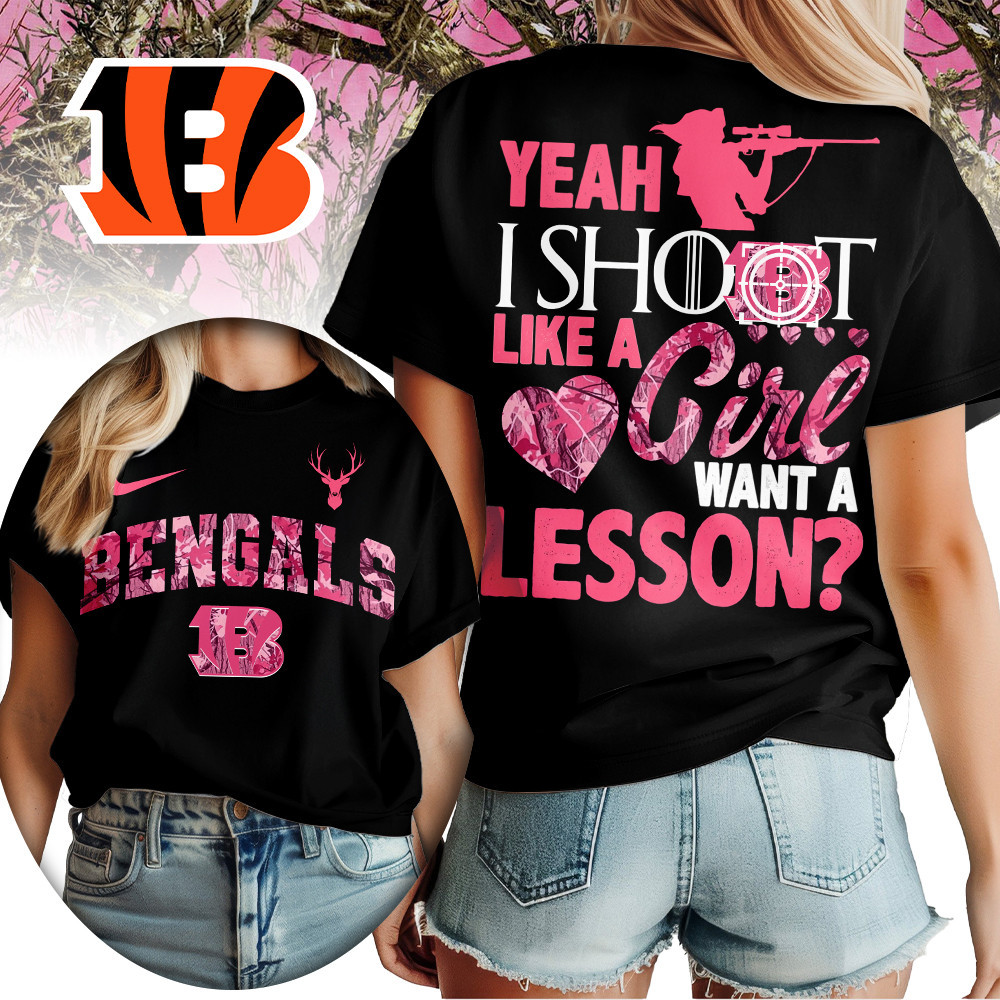 Cincinnati Bengals | Premium NFL Shoot Like A Girl Women Shirt TD