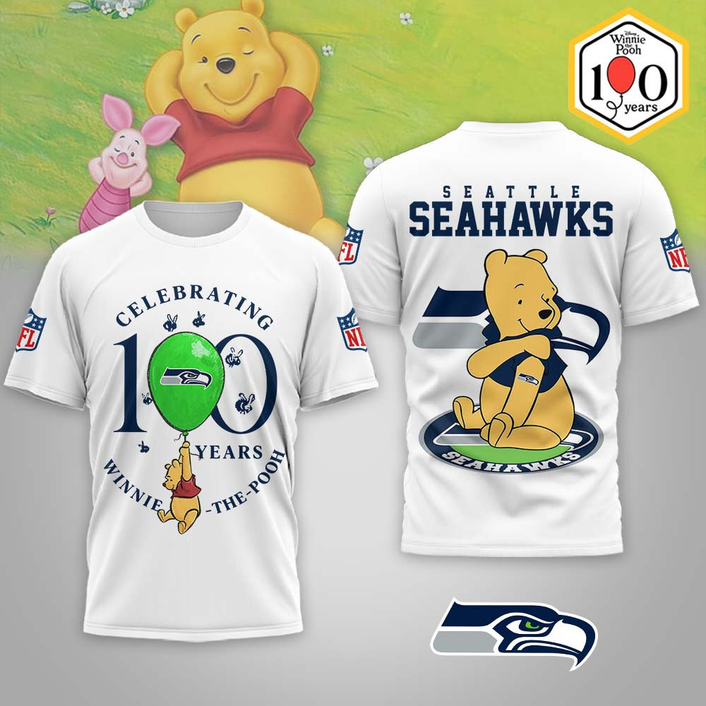 Seattle Seahawks | Premium NFL Winnie The Pooh 100th Anniversary 3D Shirt MM