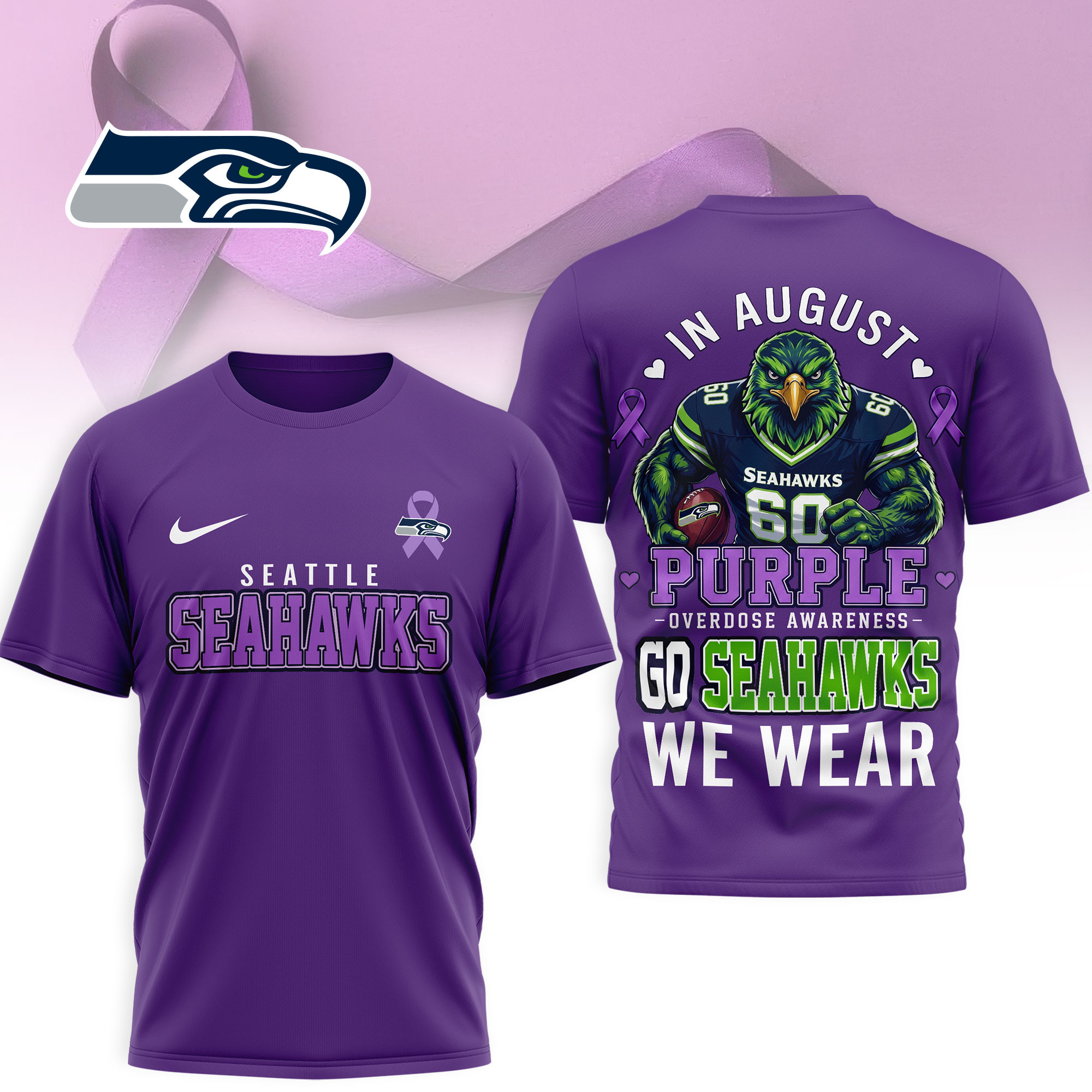 Seattle Seahawks | Premium NFL In August We Wear Purple Overdose Awareness 3D Shirt NY