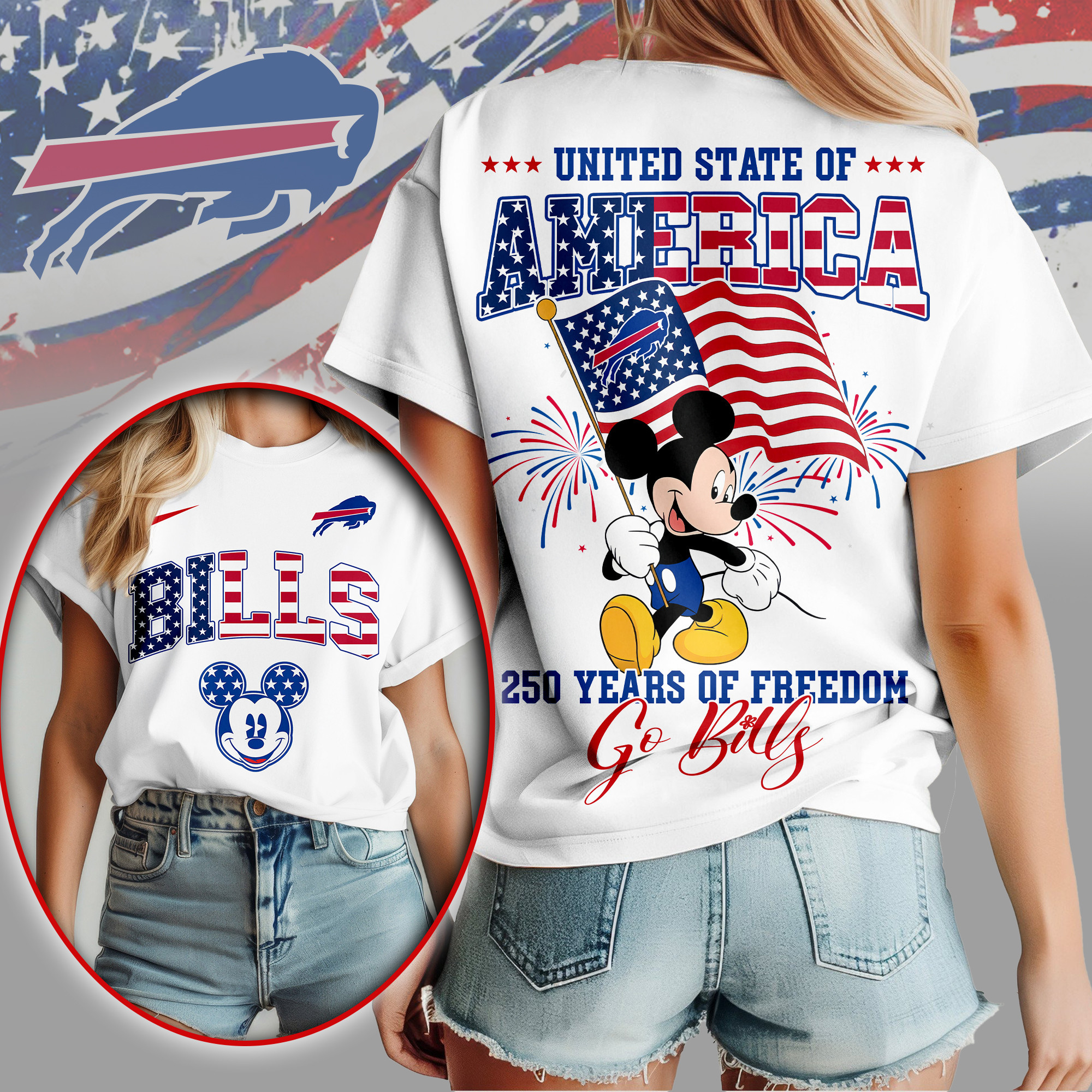 Buffalo Bills | Premium NFL Freedom 250 3D Shirt NY