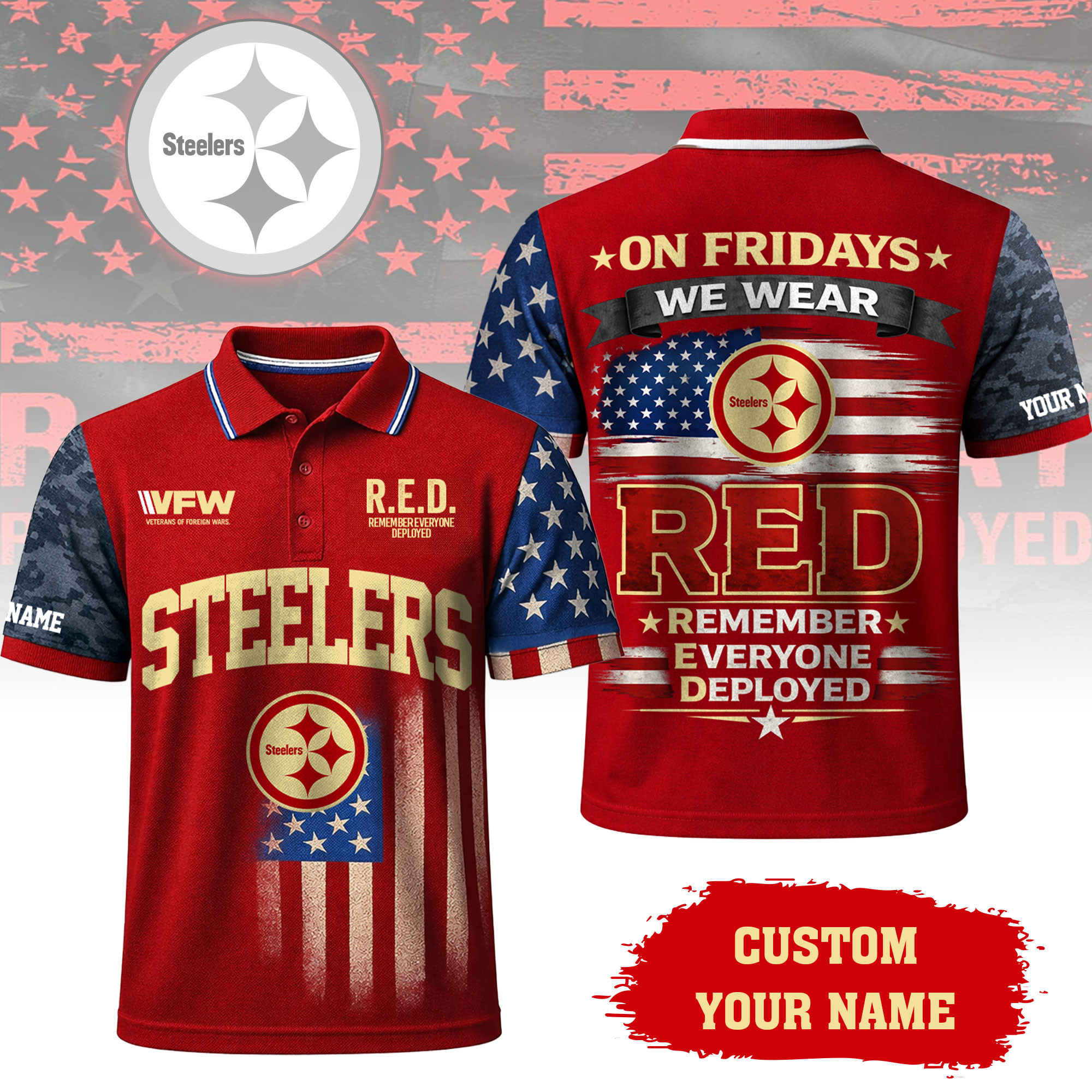 Pittsburgh Steelers | Premium NFL Red Friday Polo Shirt TD