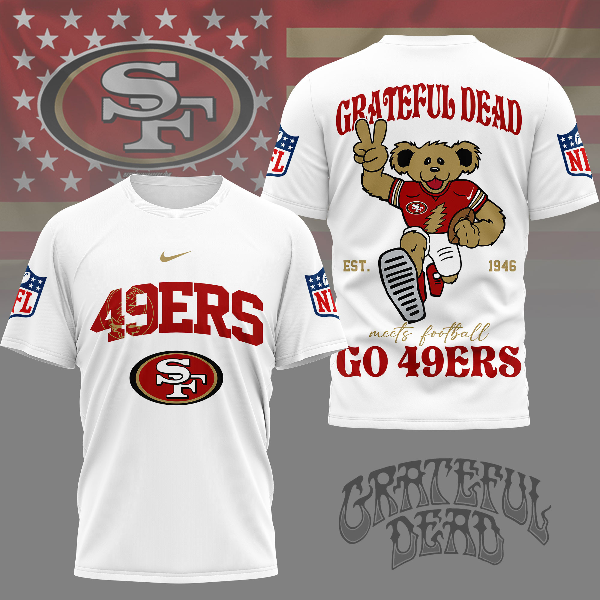 San Francisco 49ers | Premium NFL Retro Bear 3D Shirt NY