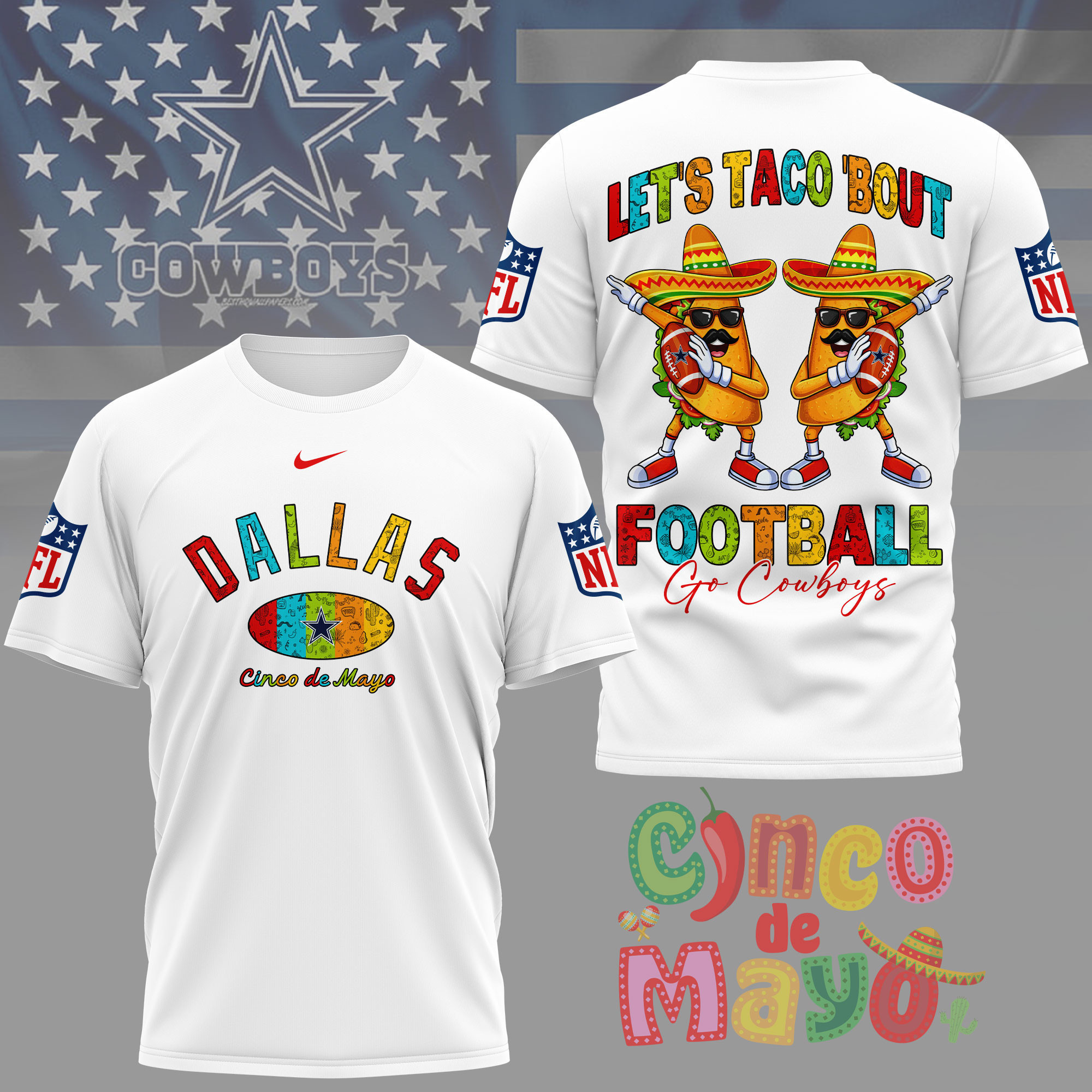 Dallas Cowboys | Premium NFL Taco Cinco de Mayo 3D Shirt NY