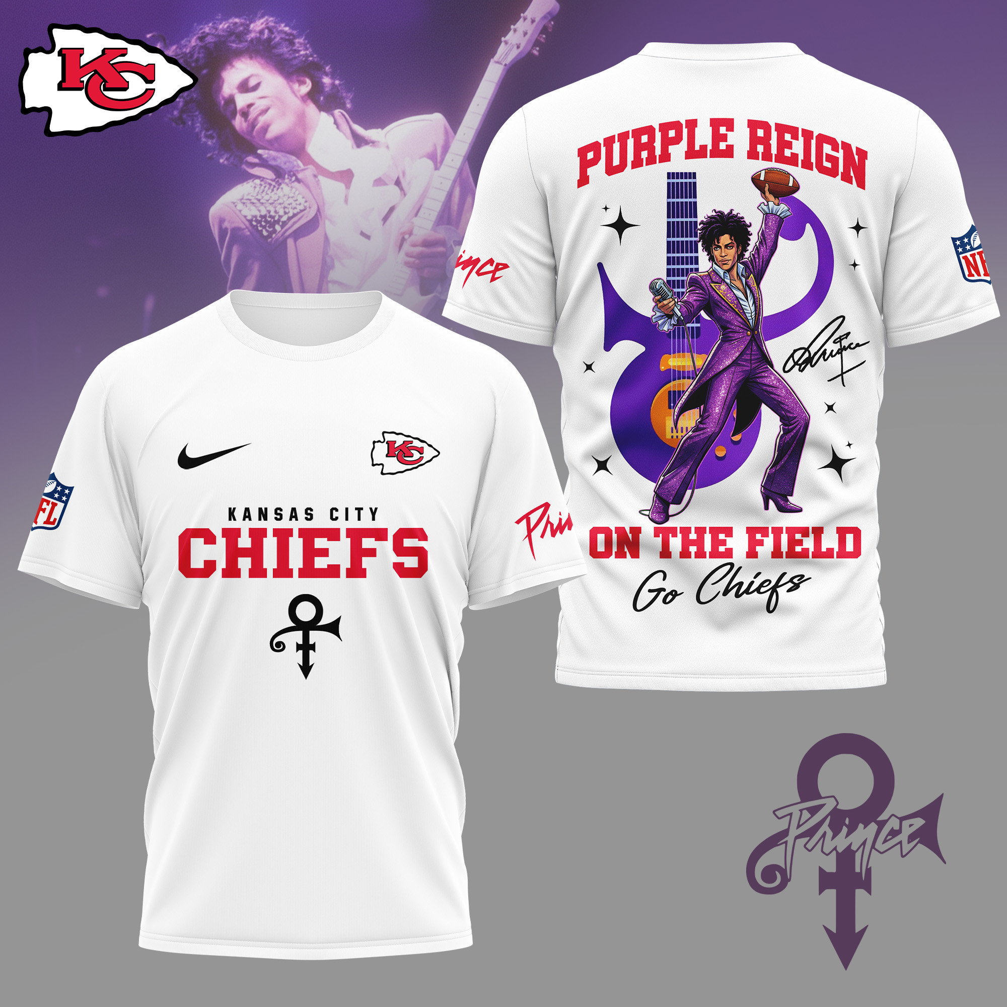 Kansas City Chiefs | Premium NFL Prince Purple Reign Football 3D Shirt NY