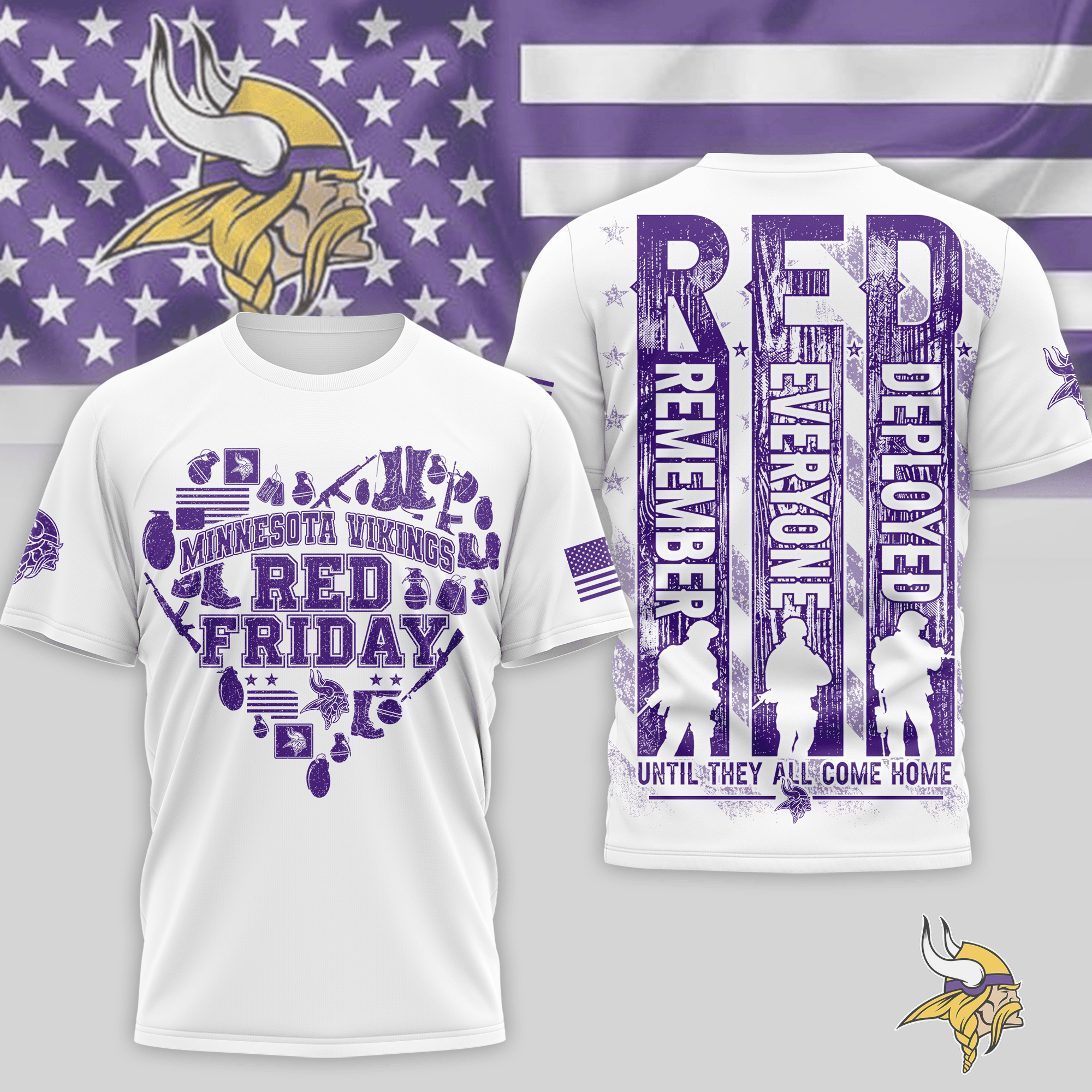 Minnesota Vikings | Premium NFL Remember Everyone Deployed 3D Shirt NTH1