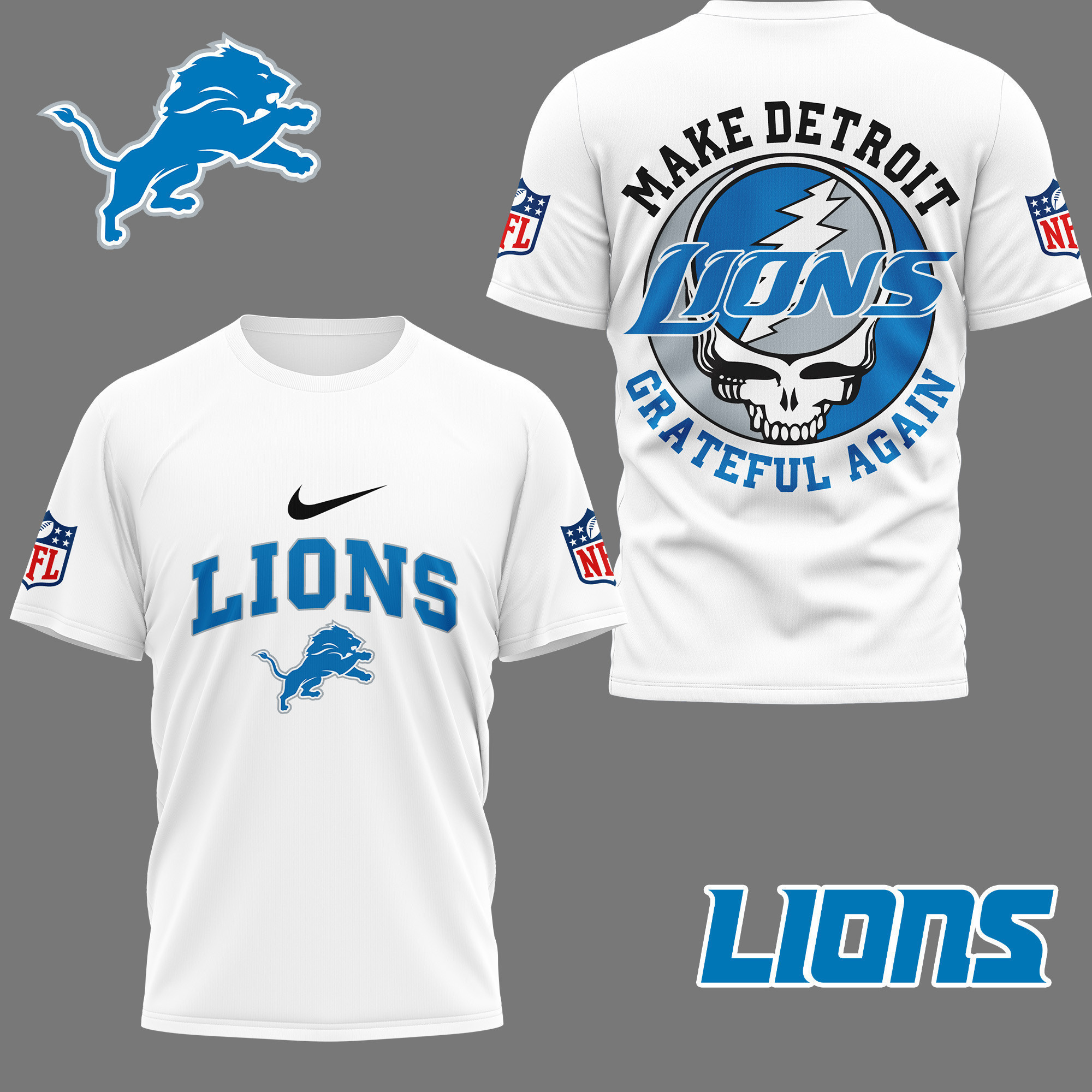 Detroit Lions | Premium NFL Grateful Game Day 3D Shirt NY