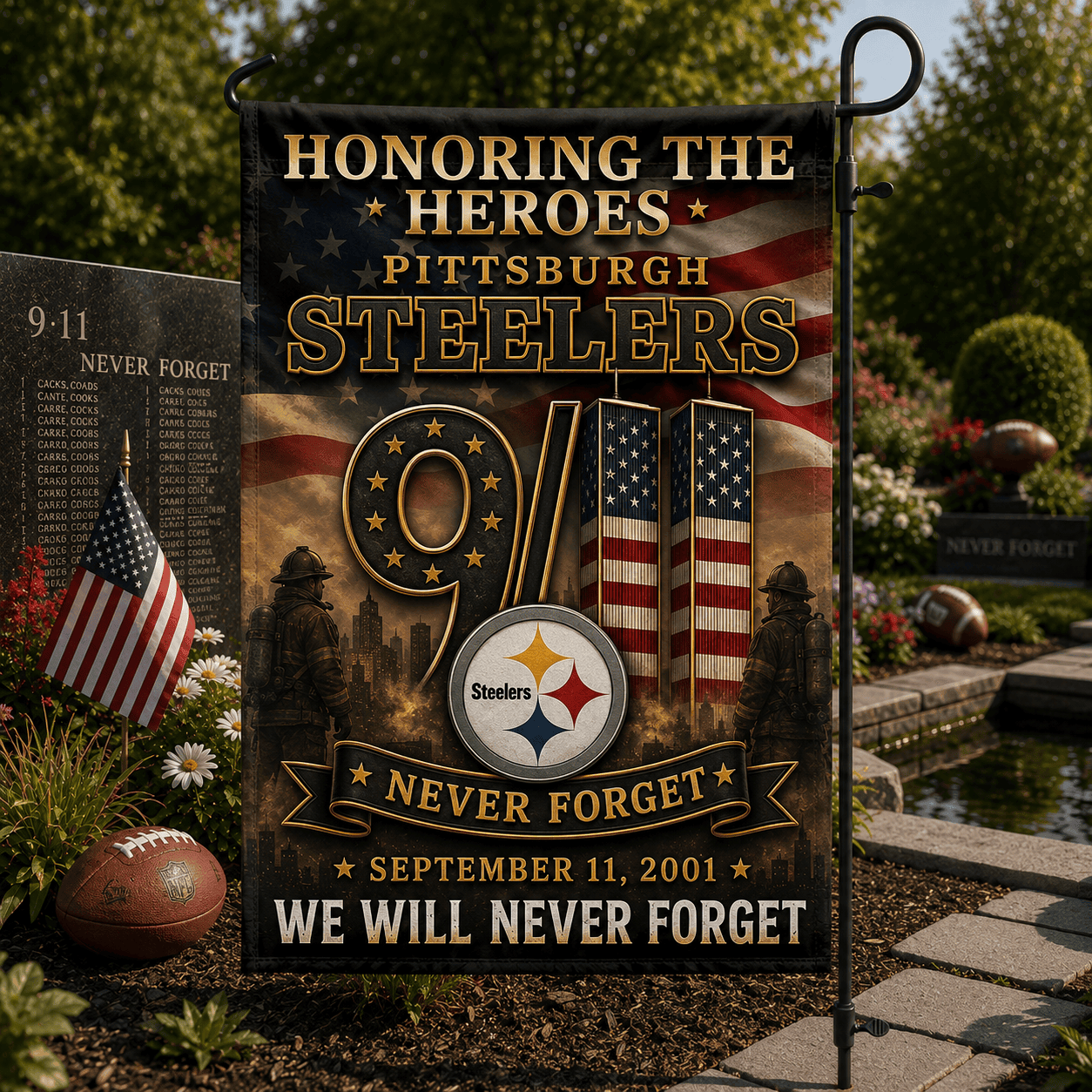 Pittsburgh Steelers| Premium NFL Never Forget 9/11 Flag NY