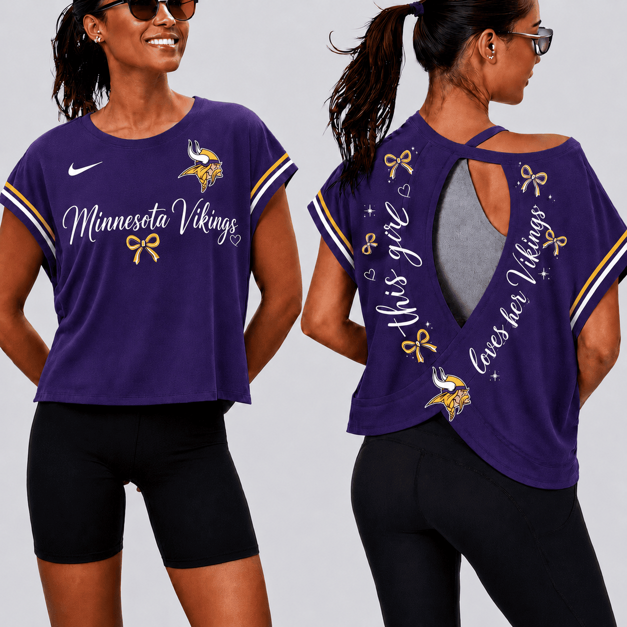 Minnesota Vikings | Premium NFL Open Back Workout Shirts Short Sleeve NY