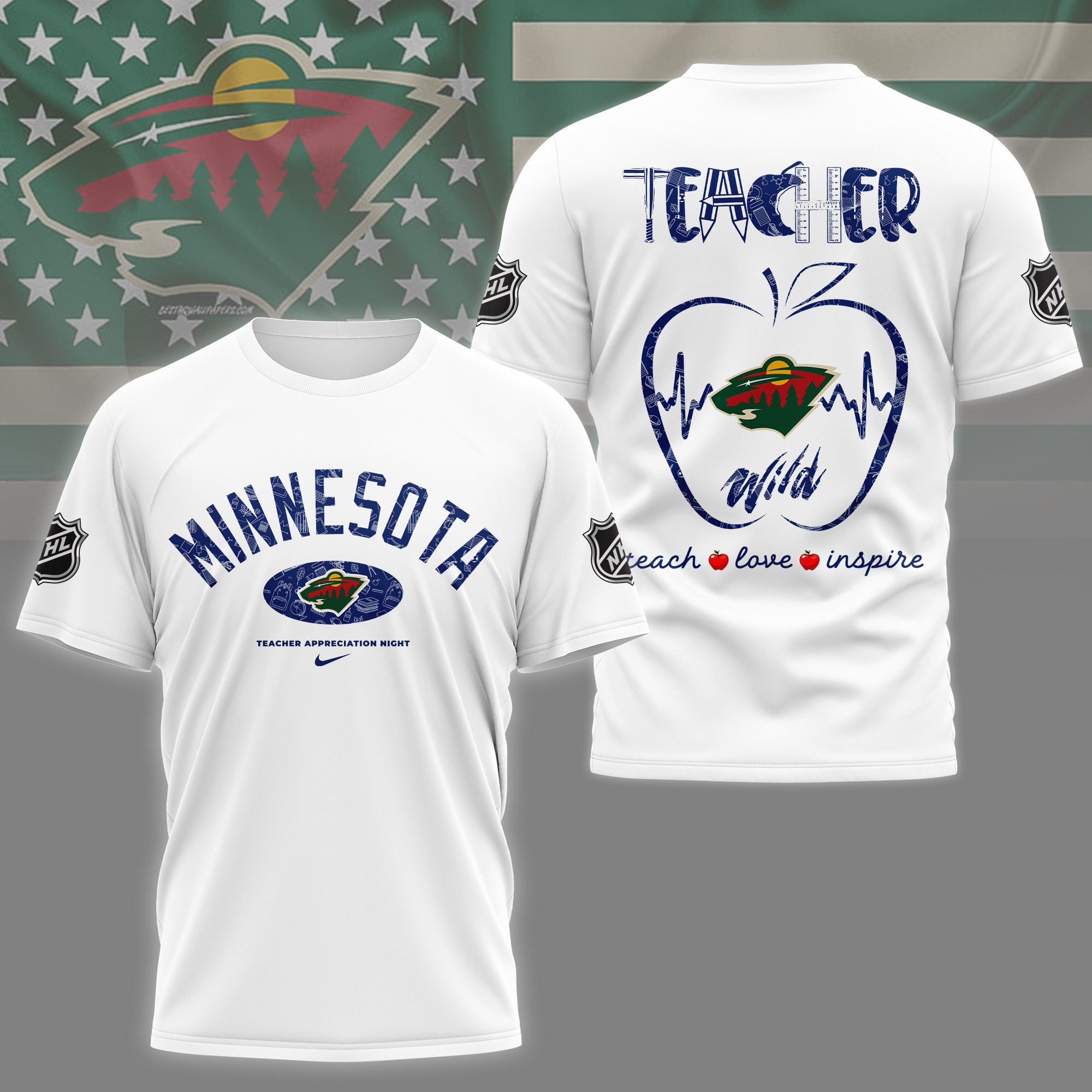 Minnesota Wild | Premium NHL Teacher Appreciation Day 3D Shirt NY
