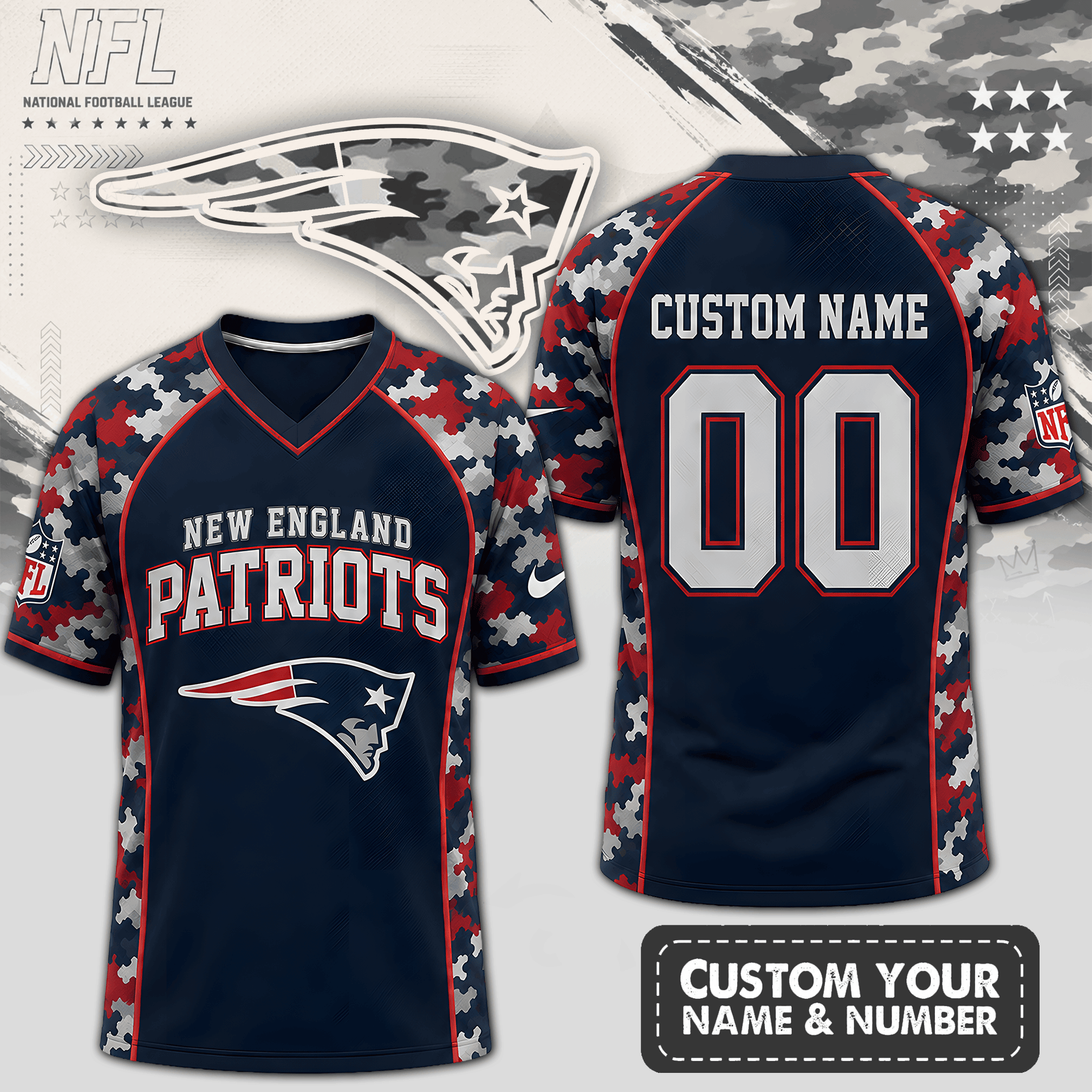 New England Patriots | Premium NFL Born for Game Day V-Neck Jersey NTH1
