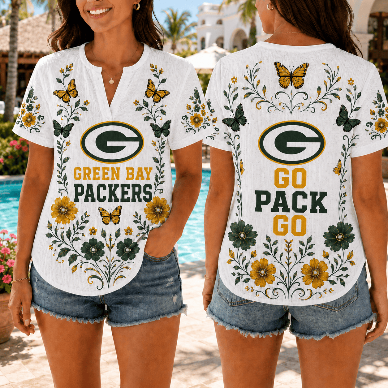 Houston Texans | Premium NFL Butterfly Game Day Women’s Summer Linen Shirt TD