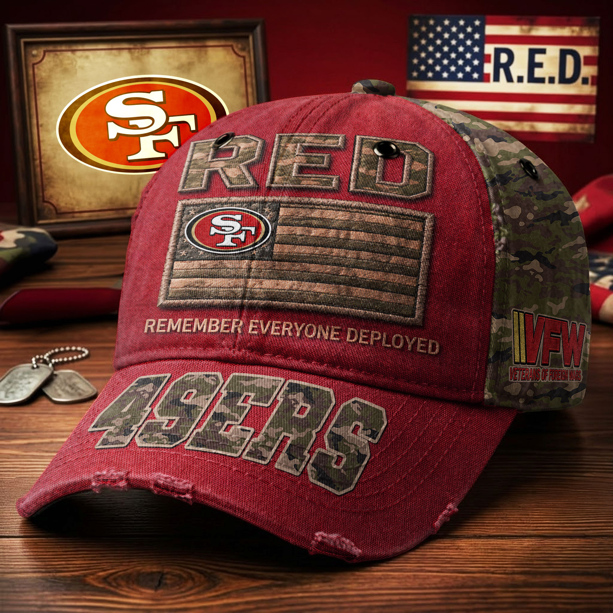 San Francisco 49ers | Premium NFL Remember Everyone Deployed Classic Cap TD