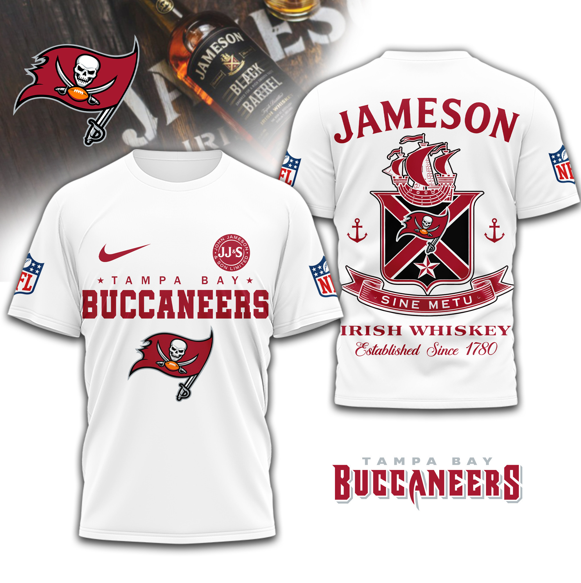 Tampa Bay Buccaneers | Premium NFL Jameson Irish Whiskey 3D Shirt TD