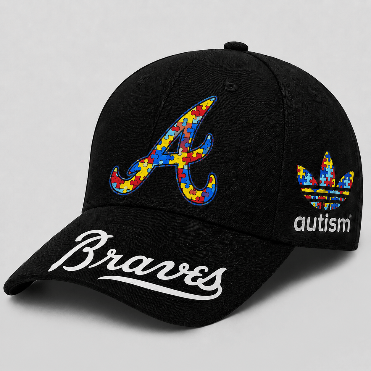 Atlanta Braves | Premium MLB Puzzle Heart Autism Baseball Cap