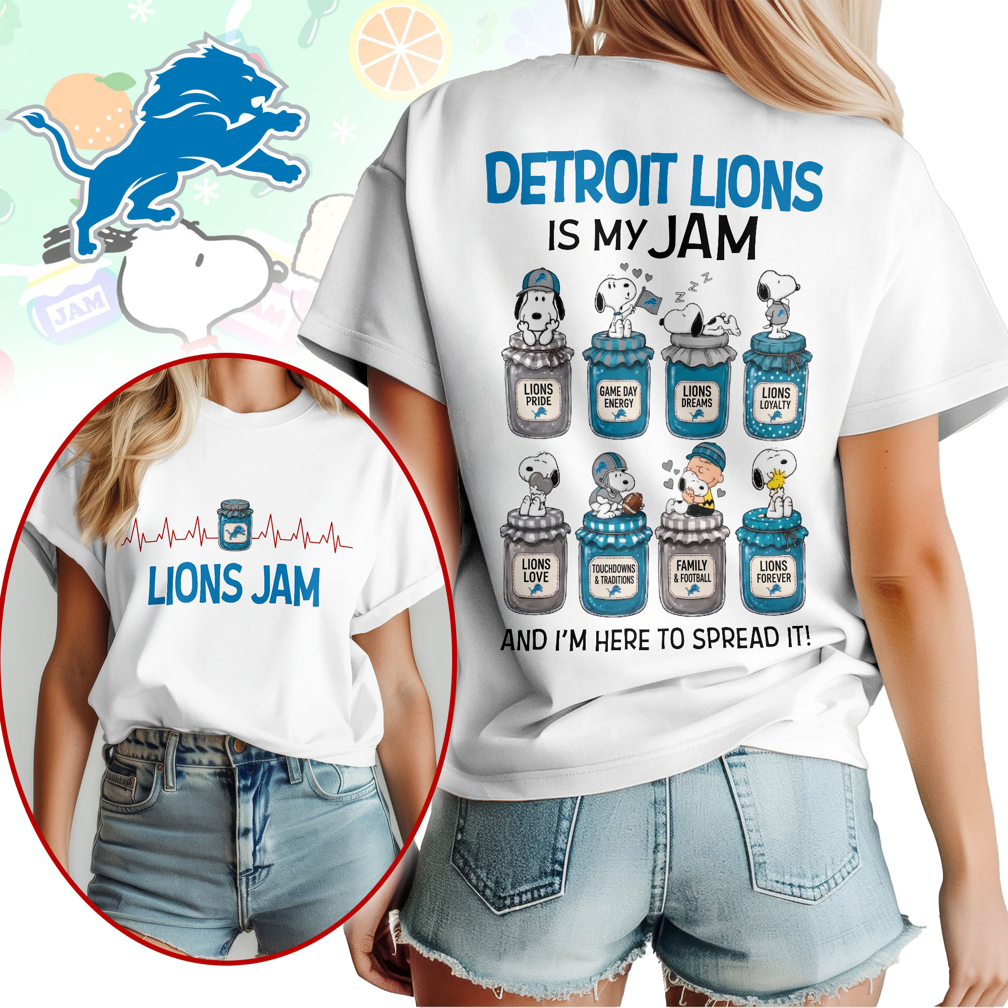 Detroit Lions | Premium NFL Jam Peanuts Football Fan 3D Shirt NY