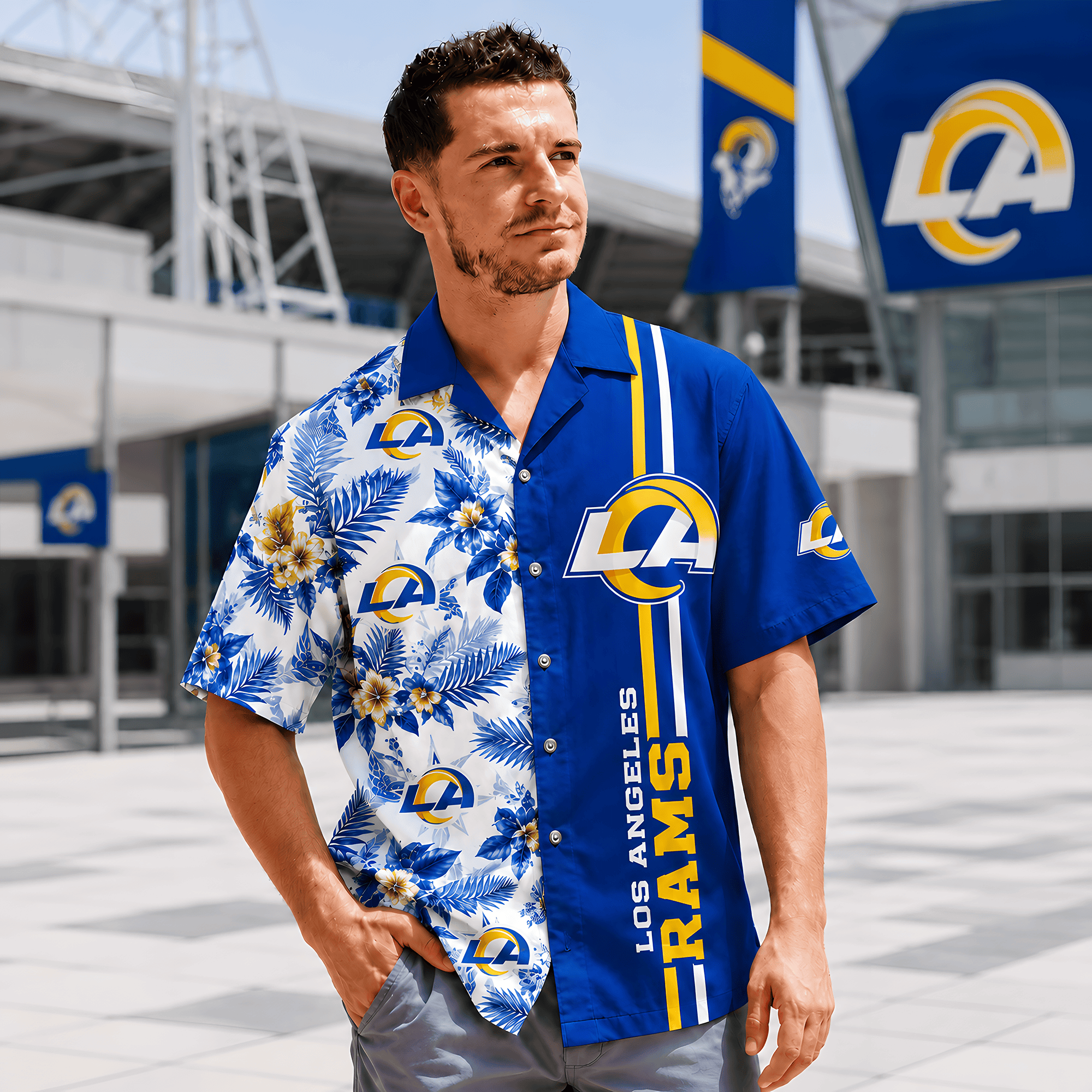 Los Angeles Rams | Premium NFL Gridiron Paradise Hawaiian Shirt NTH1