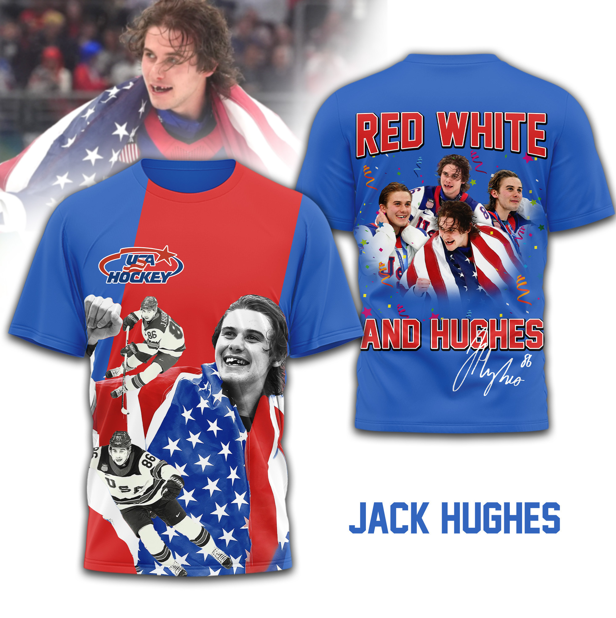 Jack Hughes | Premium Olympic 3D Shirt TD