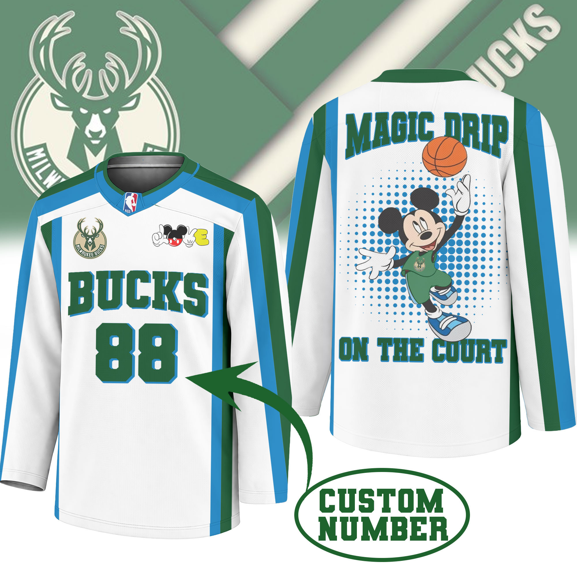 Milwaukee Bucks | Premium NBA Magic Drip Long Jersey NTH1