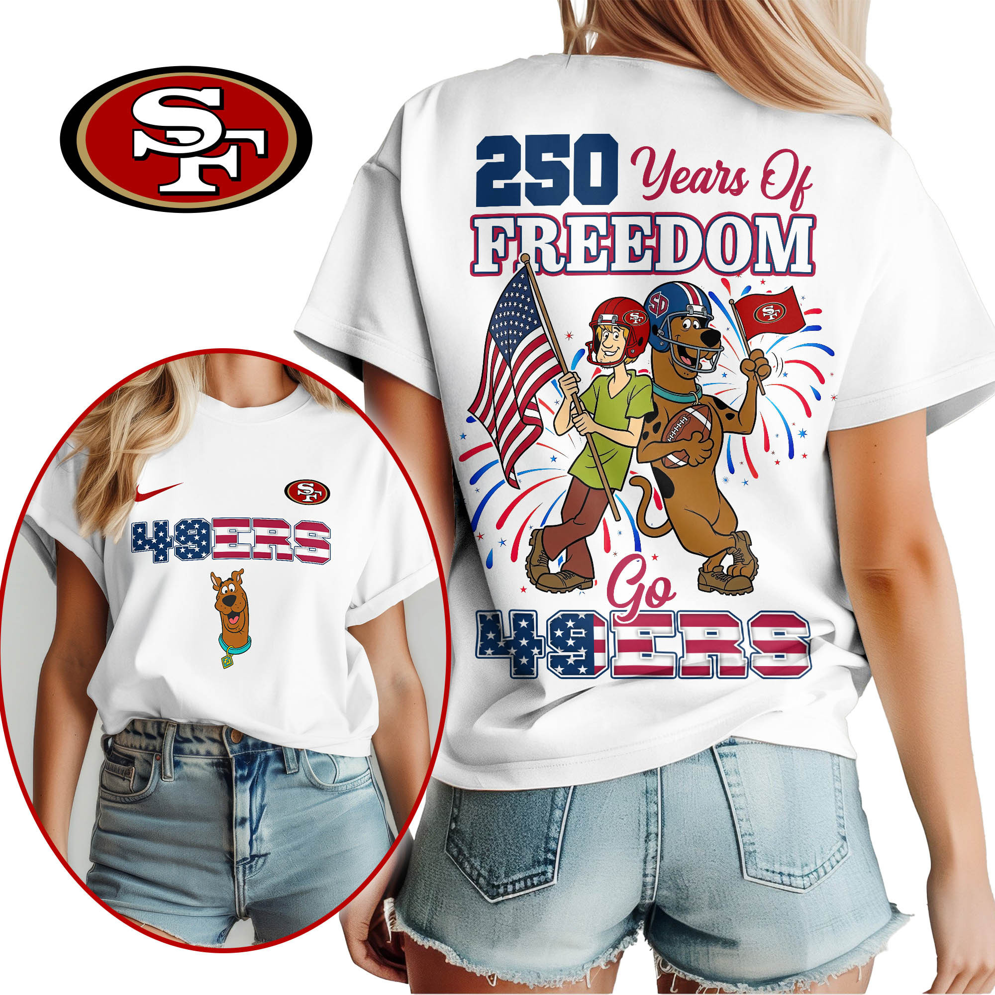 San Francisco 49ers | Premium NFL Scooby Doo Celebrates 250th Anniversary 3D Shirt NP