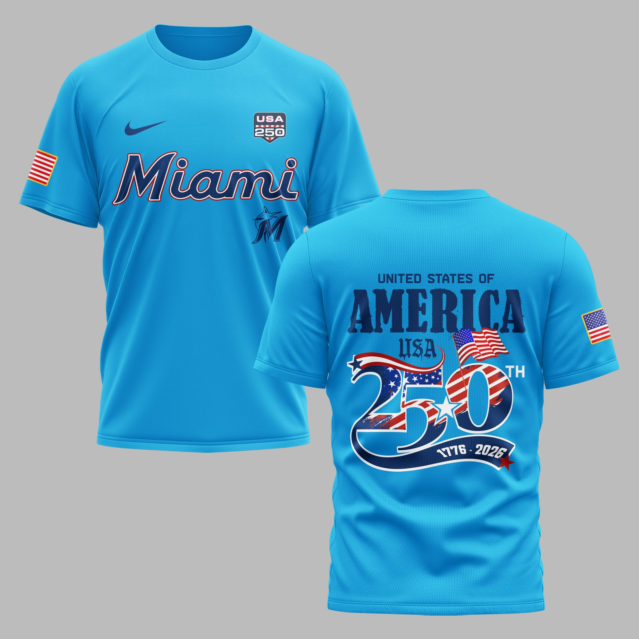 Miami Marlins X 250 Years Of Freedom Premium T Shirt
