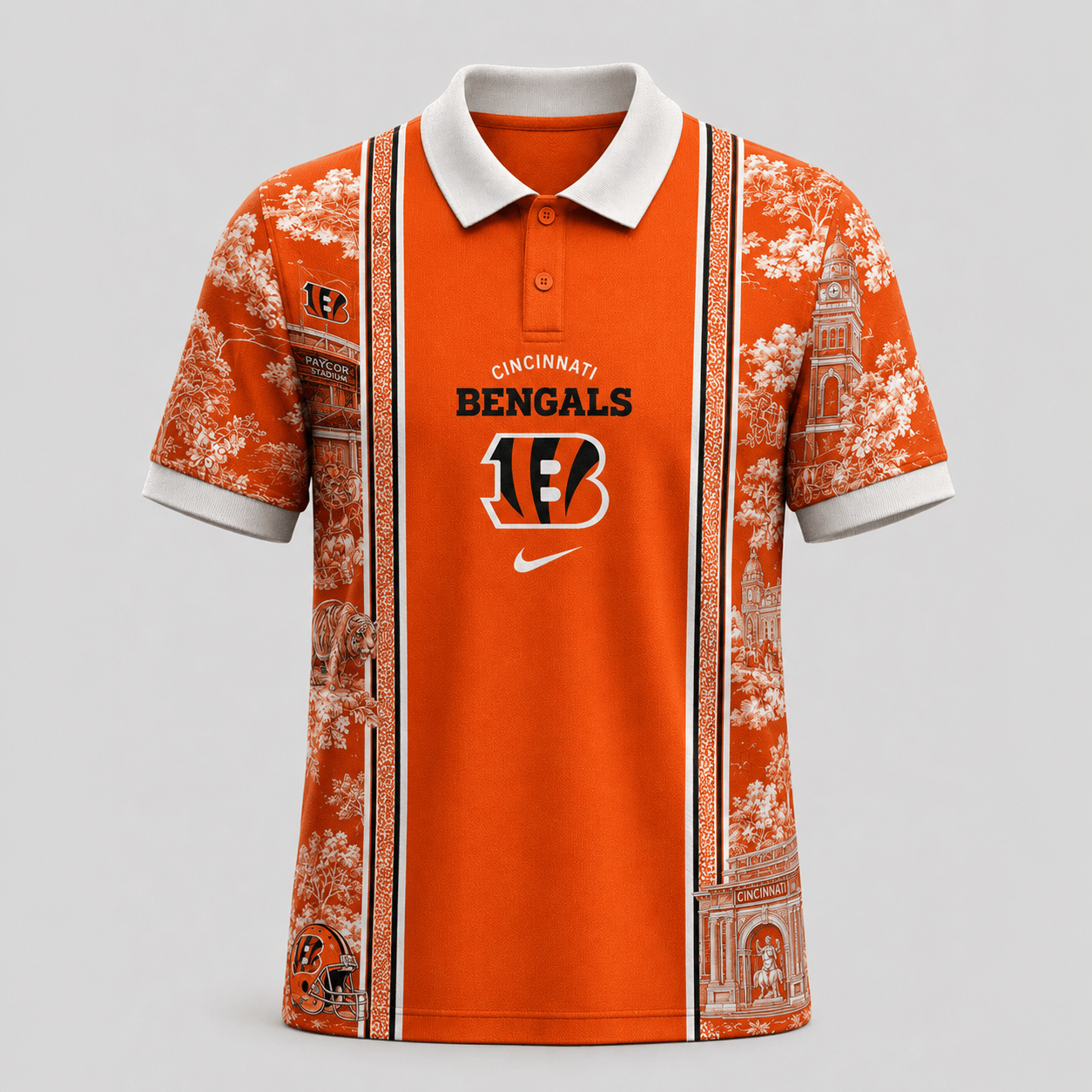 Cincinnati Bengals | Premium NFL Heritage Cityscape Polo Shirt for Loyal Fans TD