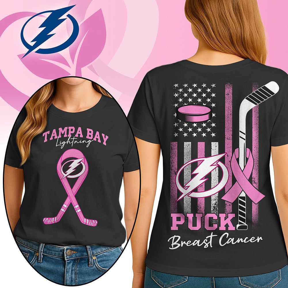Tampa Bay Lightning | Premium NHL Puck Breast Cancer 3D Shirt HI