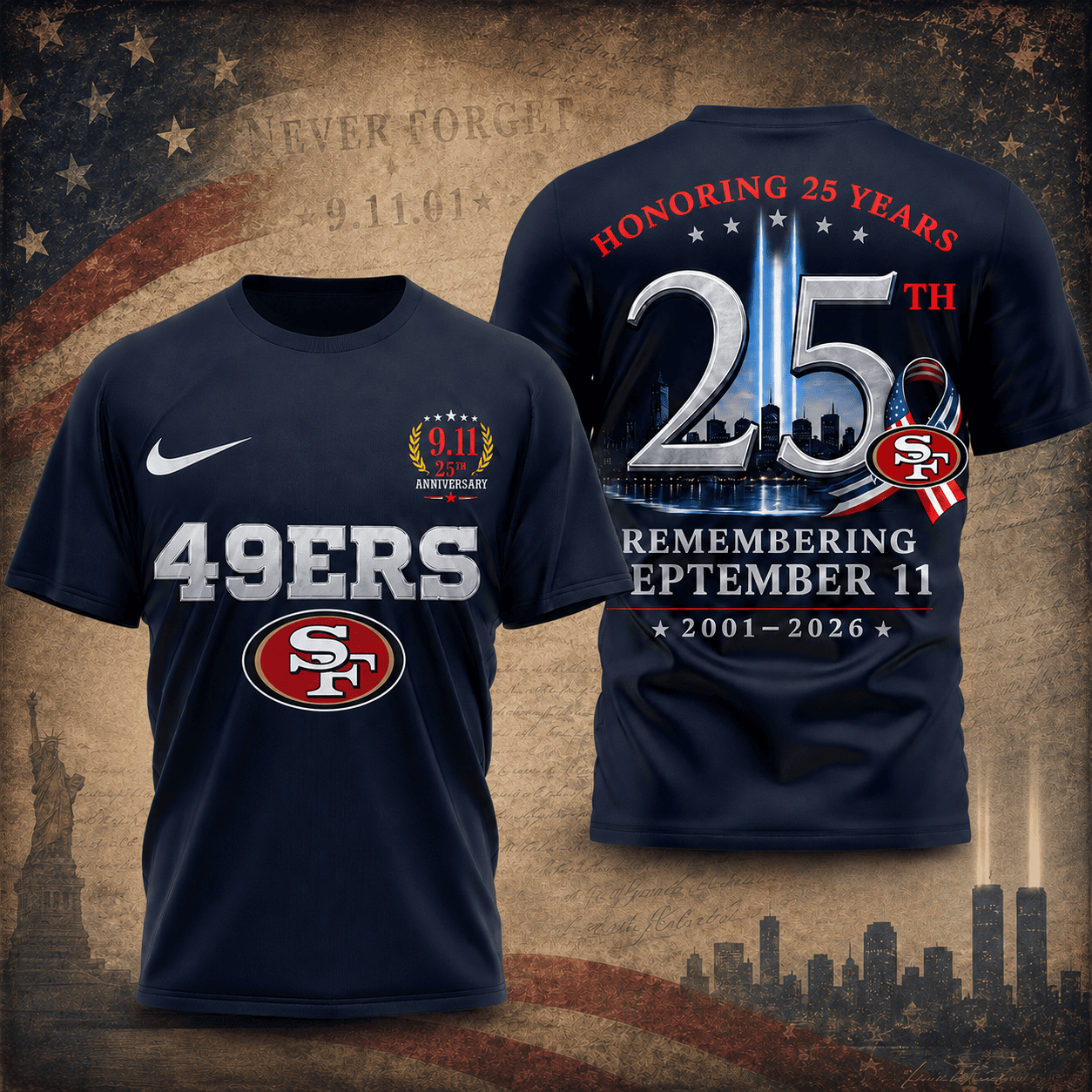 San Francisco 49ers | Premium NFL Remembering September 11 T-Shirt TD